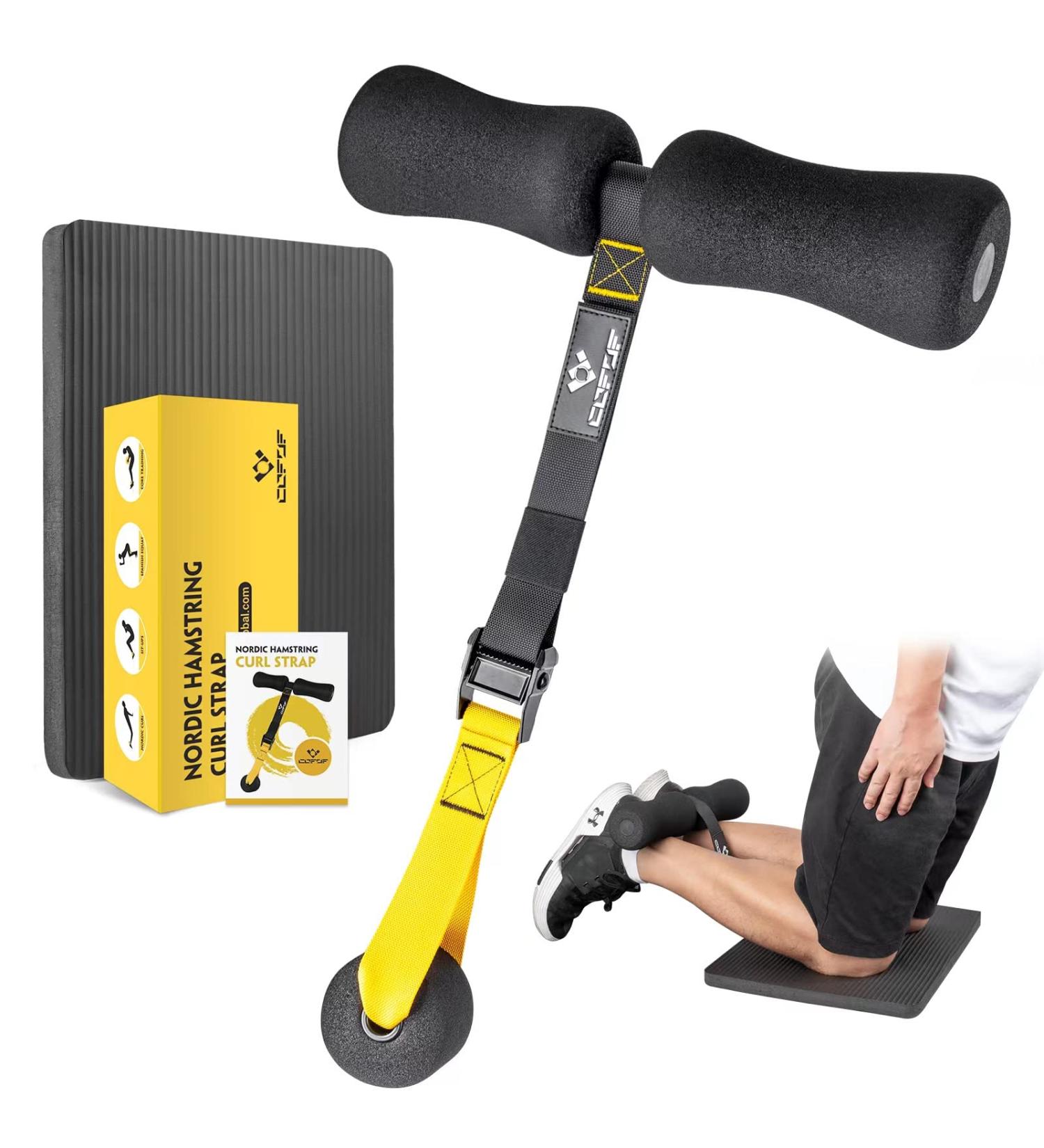 COFOF Nordic Hamstring Curl Strap - Portable Fitness Accessory for Leg Stomach & Back Training Includes Knee Pads - Replace Large Equipment - Buy Online on GoSupps.com