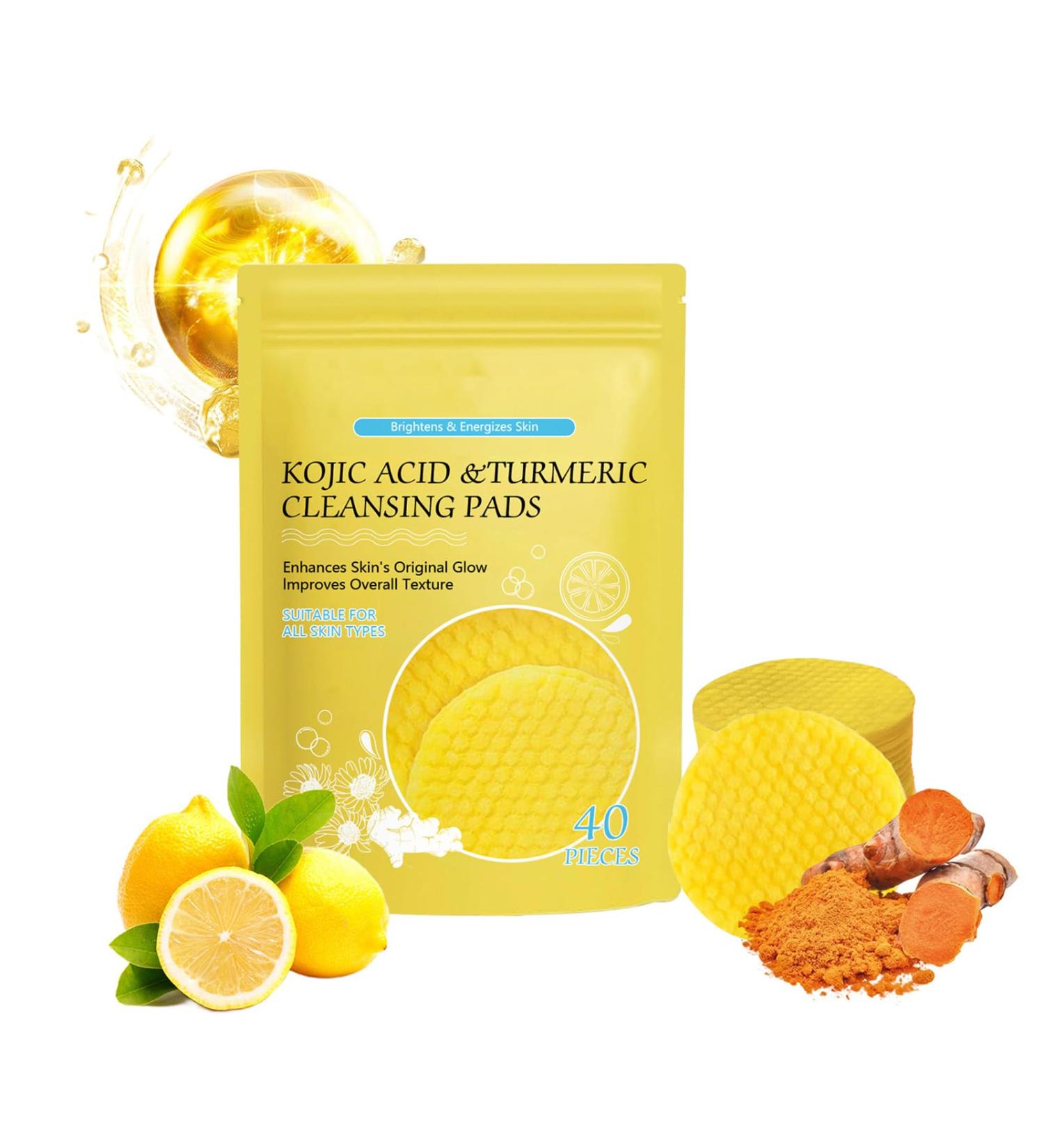 Kojic acid turmeric cleaning tablet mildly balances water and oil to relieve acne patch and blackhead/Turmeric Cleansing Pads for Dark Spots Kojic Acid and Turmeric Cleansing Pads for Face - Buy Online on GoSupps.com