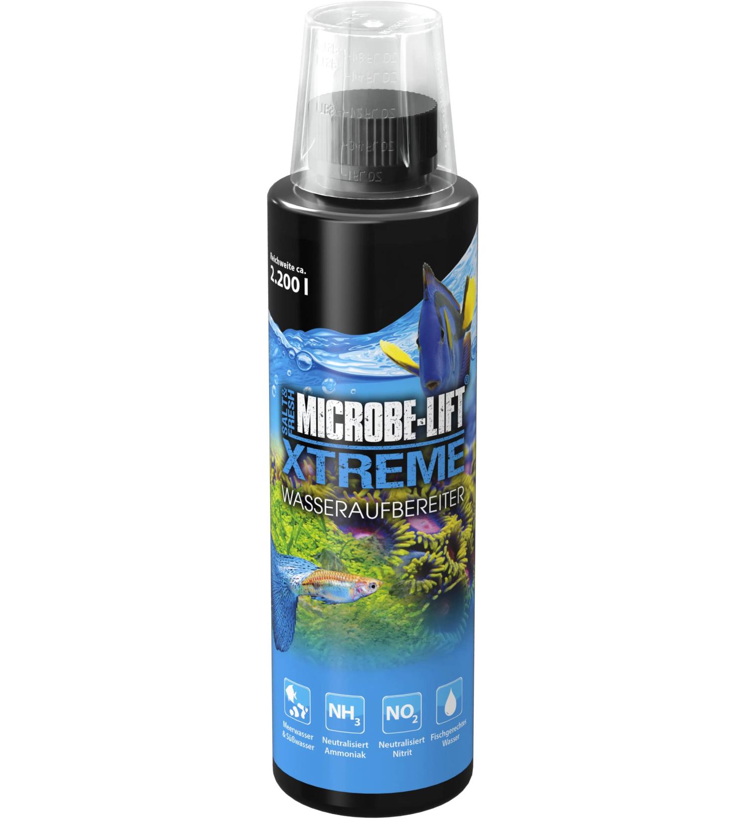 Microbe-Lift Xtreme 236ml - Safe Aquarium Water Treatment Removes Chlorine & Heavy Metals for Sea & Freshwater - Buy Online on GoSupps.com