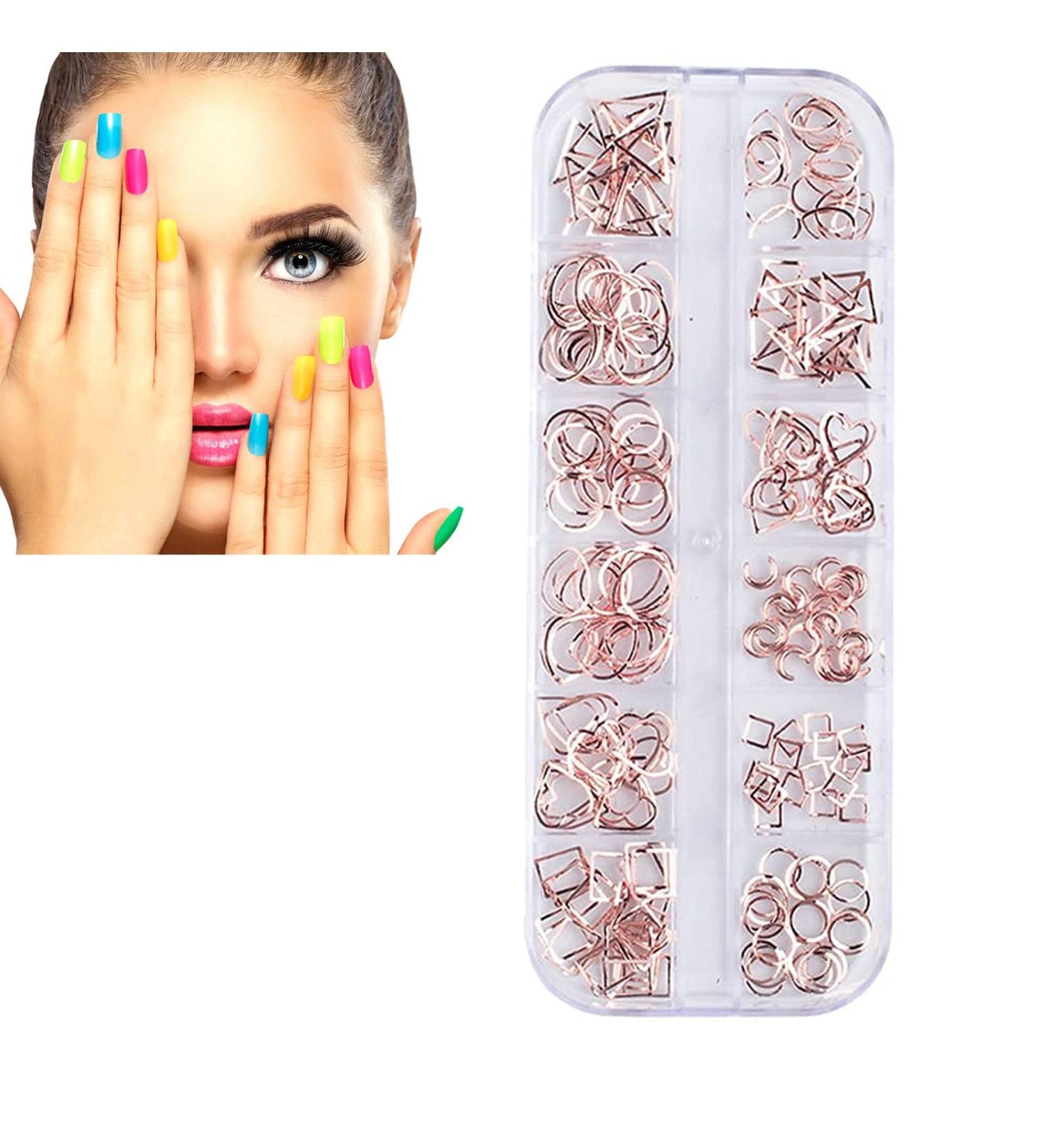 Artistic Nail Studs Rose Gold Hollow Nail Stickers Nail Art DIY Geometry Circle Decoration Manicure Decor Nail Art Christmas - Buy Online on GoSupps.com