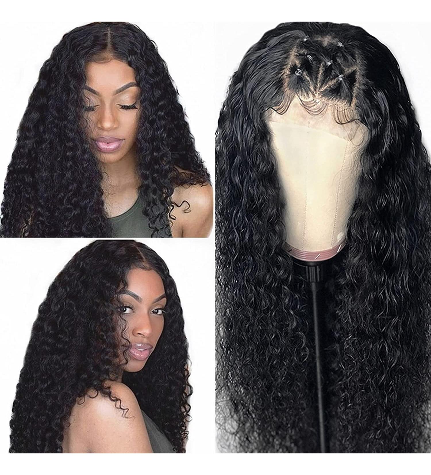 ESIWONHAIR 16 Deep Wave Remy Human Hair Lace Closure Wig for Black Women - Buy Online on GoSupps.com