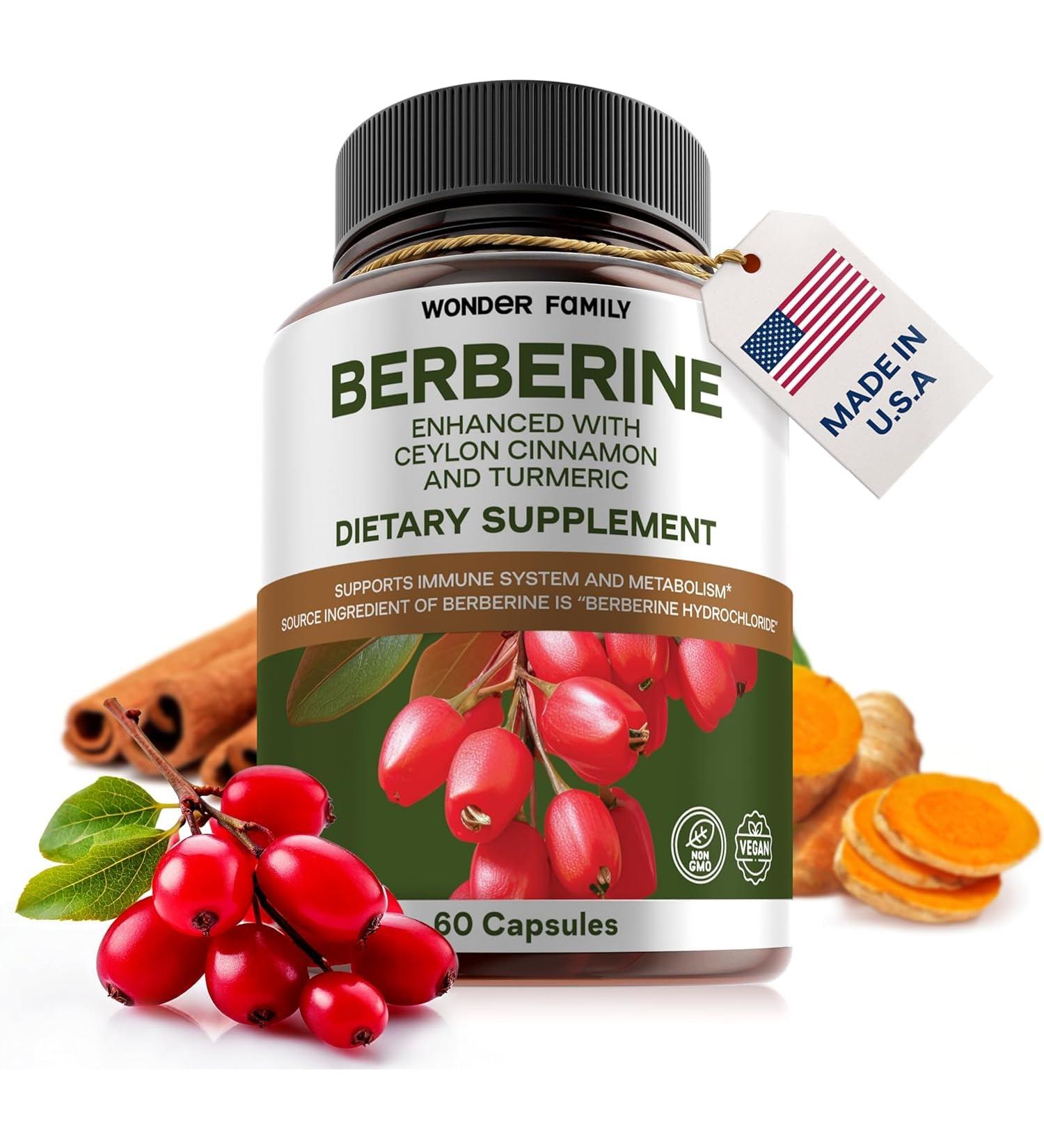 Berberine Supplement 500mg with Probiotics Vitamins D and K - 1 Month Supply Ultra Berberine - 60 Capsules - 500 mg for Weight Balance, Gut Health - Berberine with Ceylon Cinnamon - 1 pack - Buy Online on GoSupps.com