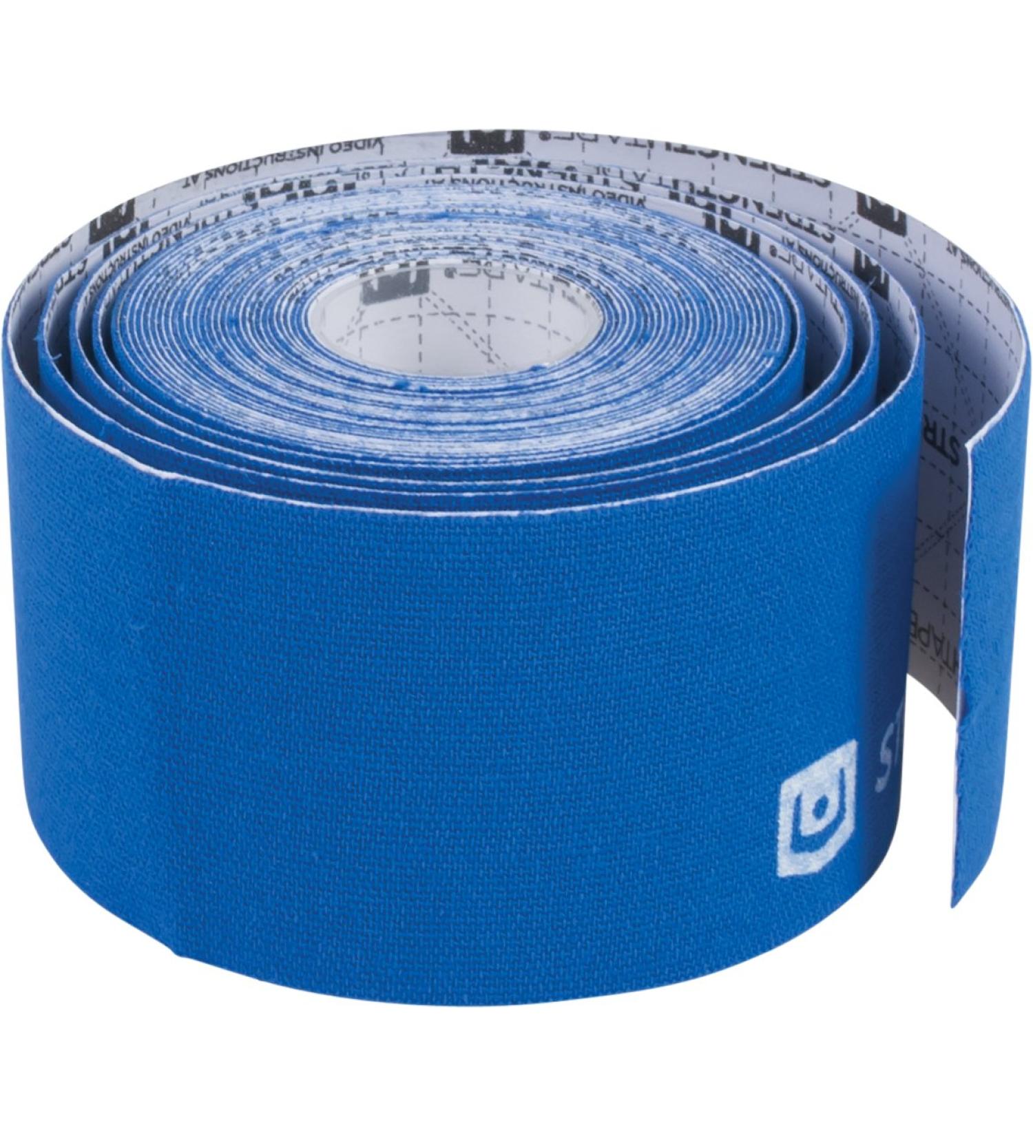 StrengthTape Kinesiology Tape 5 Meter Uncut roll Supports Injuries During Recovery Blue Uncut - Buy Online on GoSupps.com