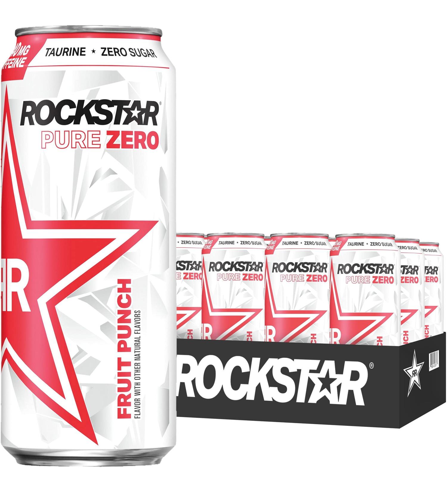 Rockstar Pure Zero Fruit Punch Energy Drink 16oz Cans (12 Pack) - 0 Sugar, Caffeine, Taurine | Packaging May Vary - Buy Online on GoSupps.com