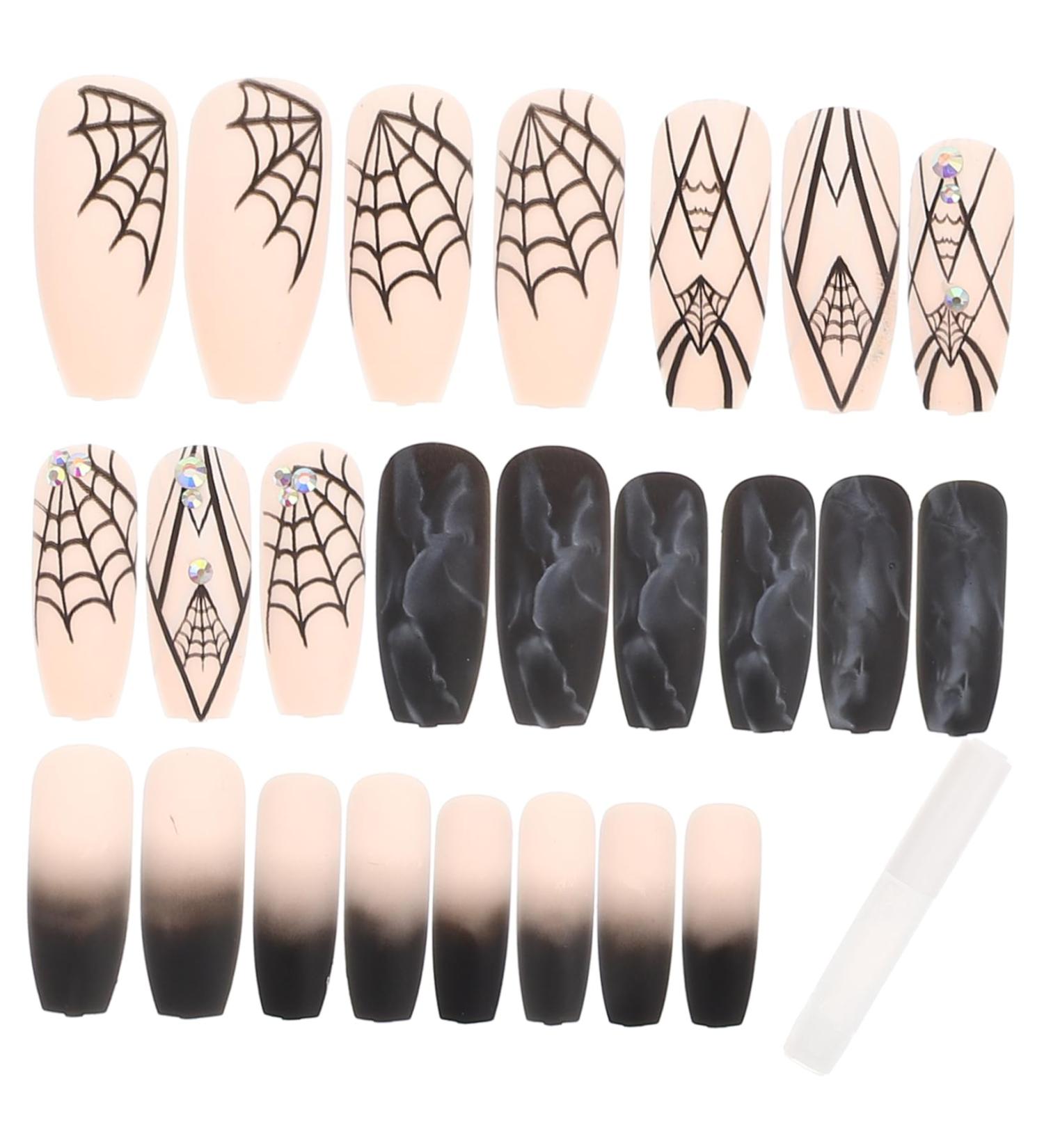 Didiseaon 1 Set Halloween fake nails spider web stick on nail coffin manicure nails halloween nails 4th of july press on nails halloween nail art false nails patch abs nail stickers woman - Buy Online on GoSupps.com