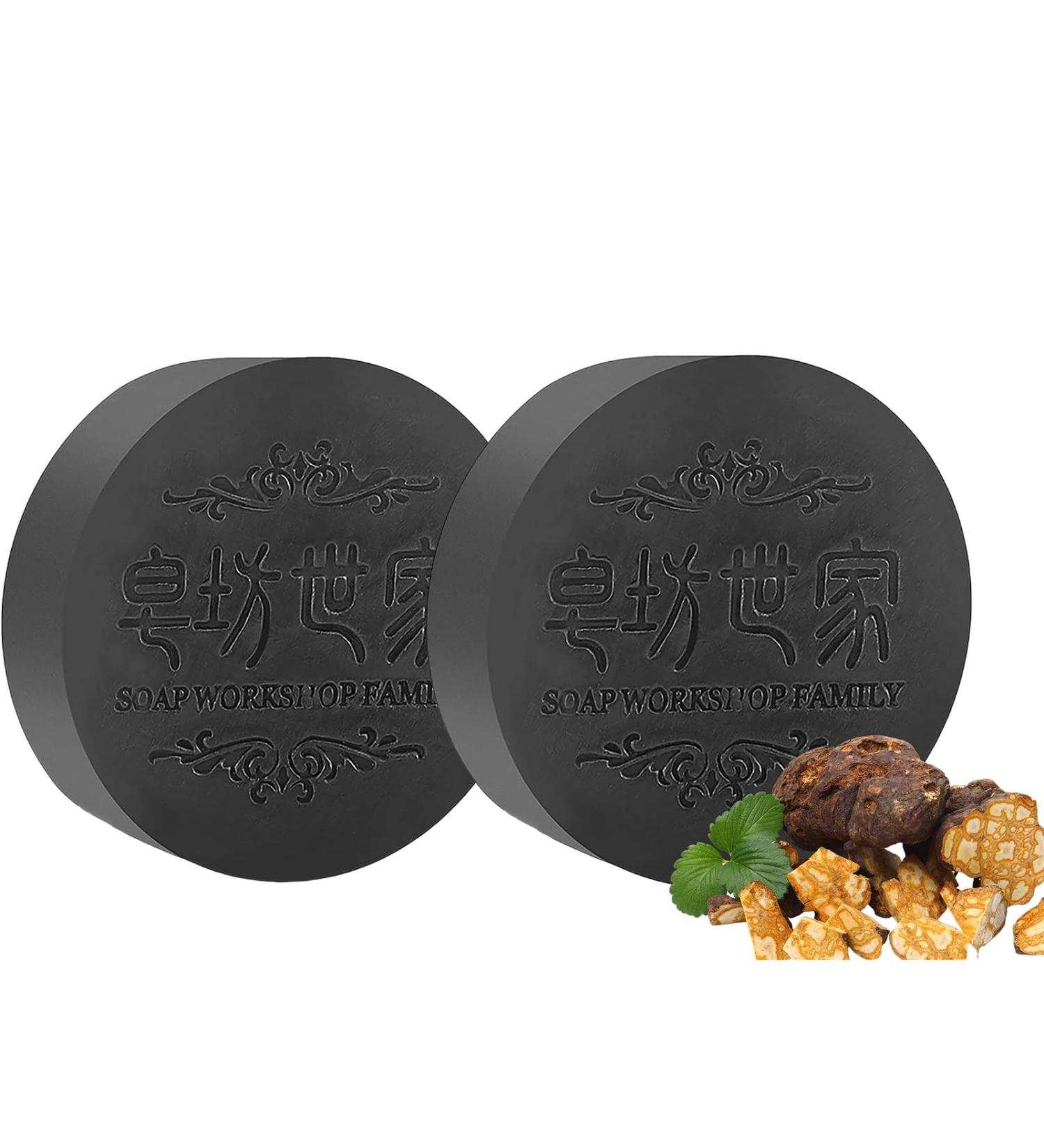 2PCS Solid Shampoo Bar Multiflorum Shampoo Hair Darkening Shampoo Repair Dry Damaged Hair - Buy Online on GoSupps.com