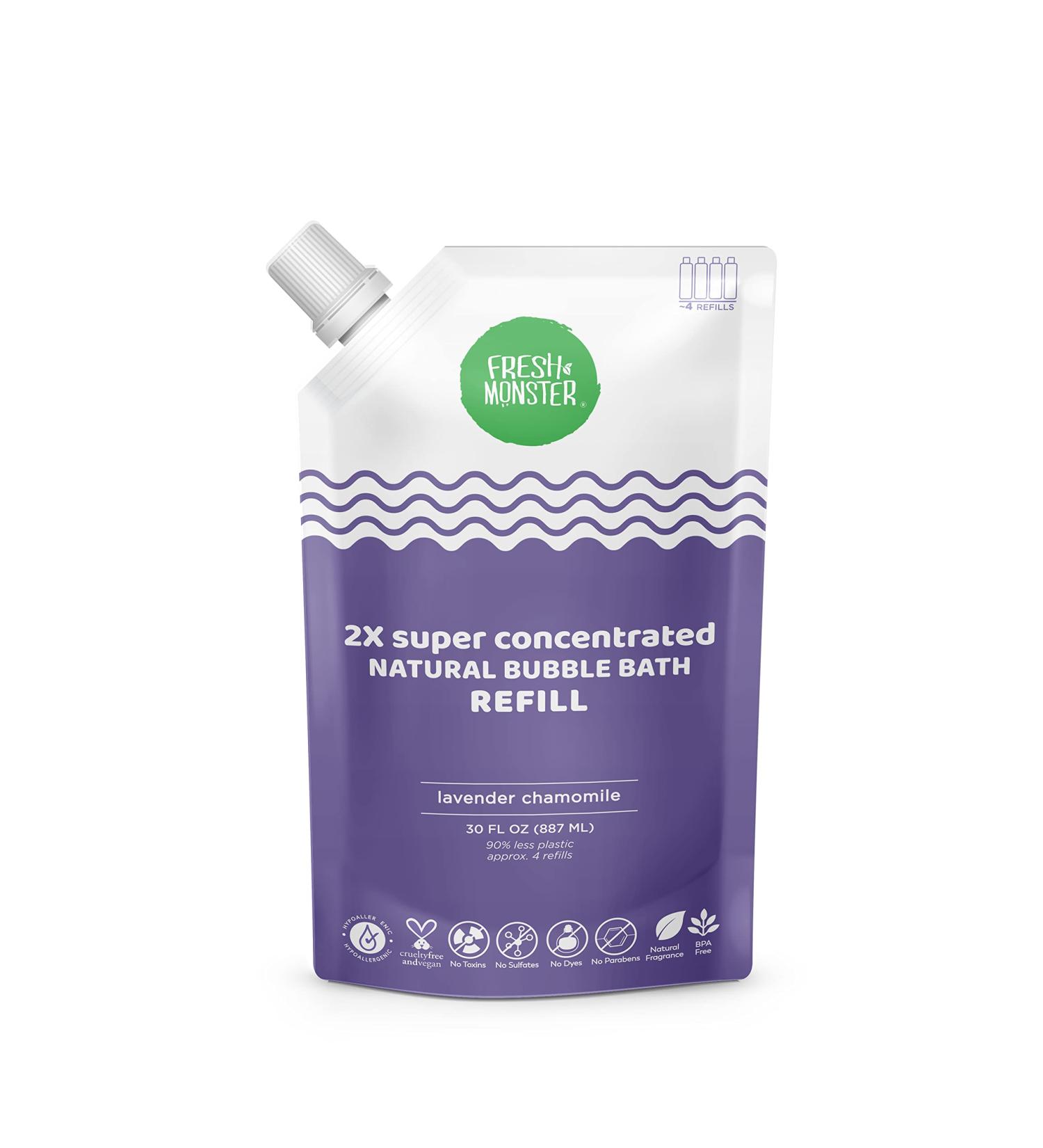 Fresh Monster Kids Bubble Bath - 2X Super Concentrated, Hypoallergenic, Calming Lavender - 30oz Refill Pouch - Buy Online on GoSupps.com