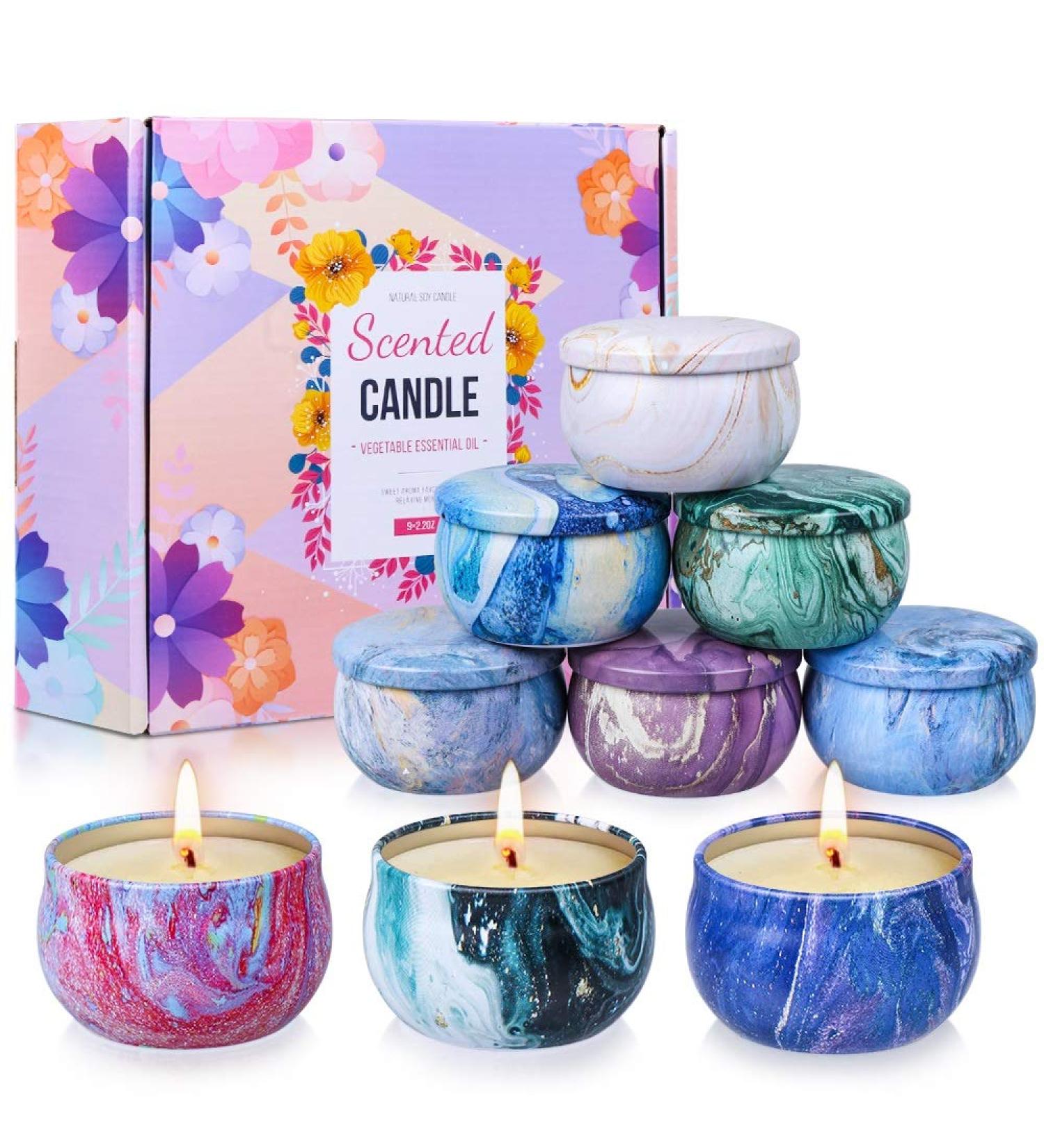 Scented Candles Gift Set for Women | 9-Pack Aromatherapy Soy Wax Candles with Lavender, Jasmine & Vanilla Essential Oils | Perfect for Bridesmaid, Valentine's Day, Birthday, Spa, Bath, Yoga | Floral Scents - Buy Online on GoSupps.com