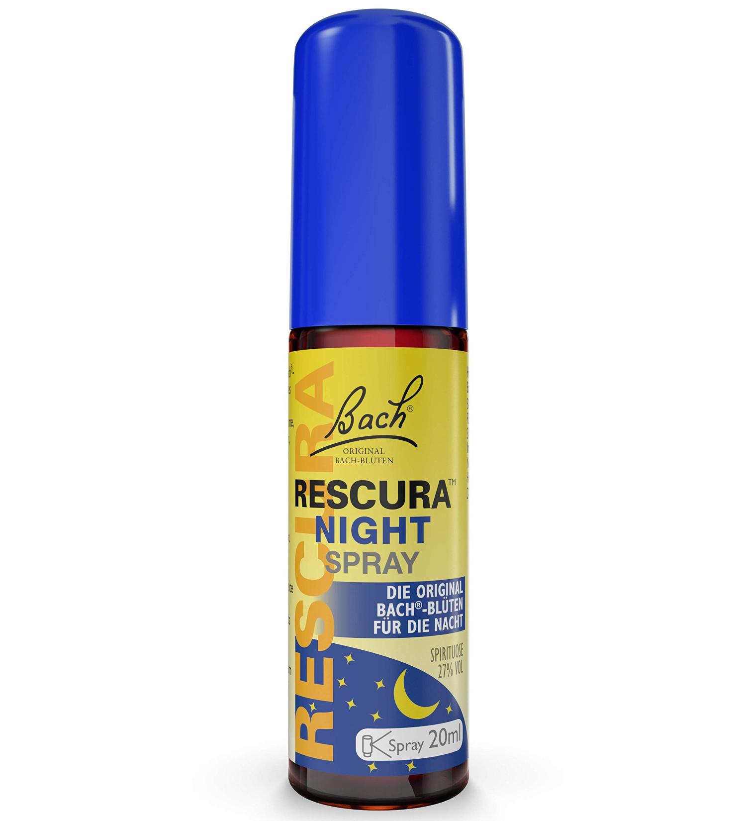 Original Bach RESCUE NIGHT Spray 20ml - Soothing Bach Flower Mixture with White Chestnut for Restful Sleep - International Shipping Available - Buy Online on GoSupps.com