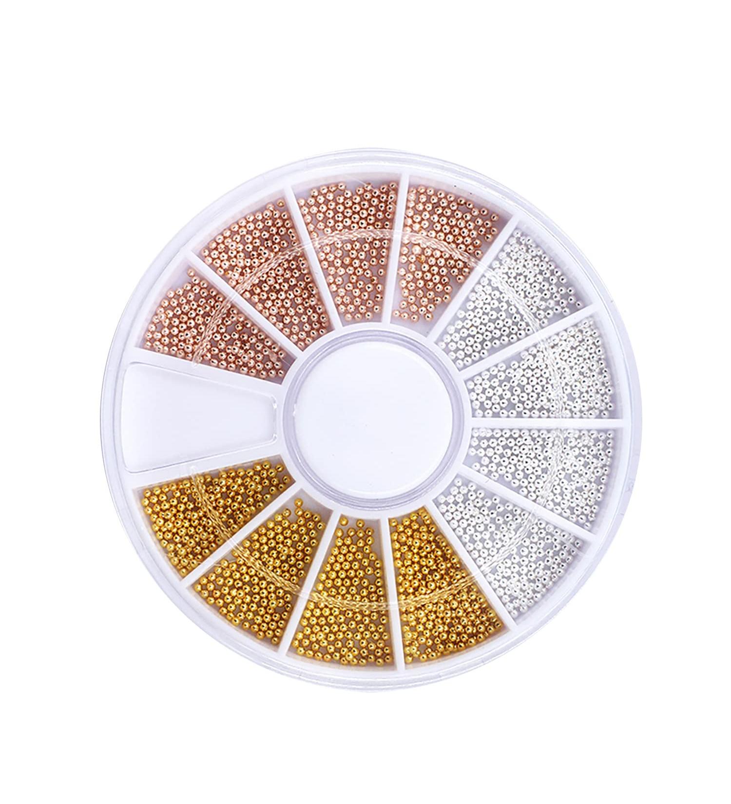 3D Mixed Nail Art Steel Studs Mini Metal Caviar Beads - Gold, Silver, Rose Gold - DIY Manicure Decorations - Buy Online on GoSupps.com