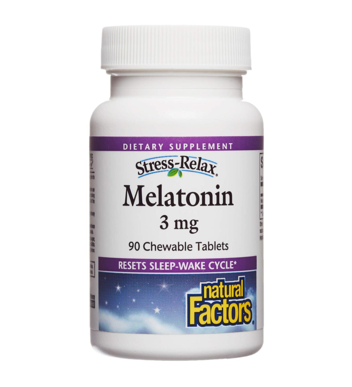 Natural Factors Stress-Relax Melatonin 3mg â€“ 90 Chewable Tablets for Better Sleep - Buy Online on GoSupps.com