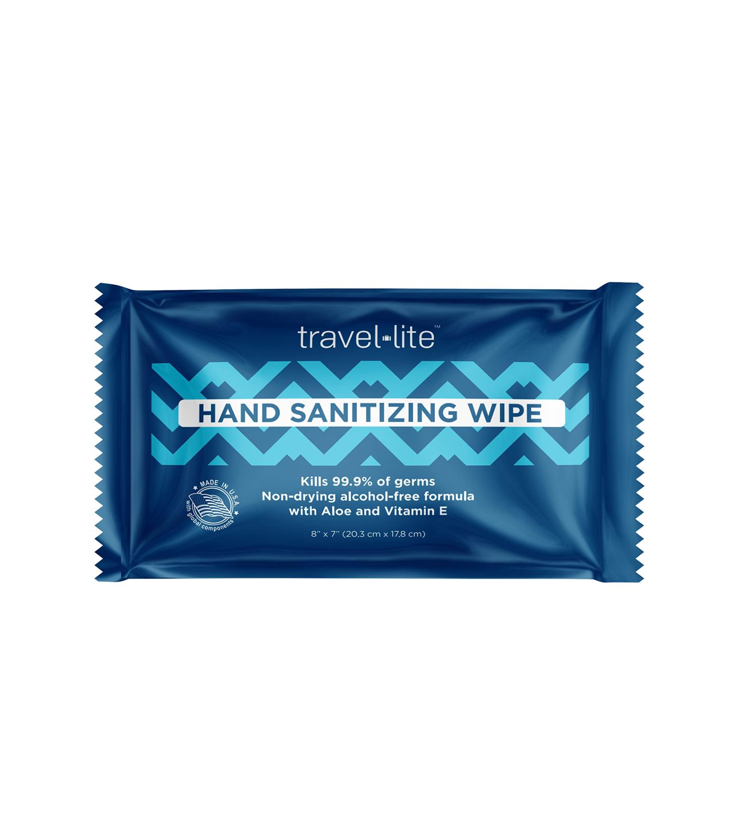 Travel Lite Alcohol-Free Hand Wipes with Aloe Vera and Vitamin E - Fresh Scent 50ct Individually Wrapped for Adults and Kids - Buy Online on GoSupps.com