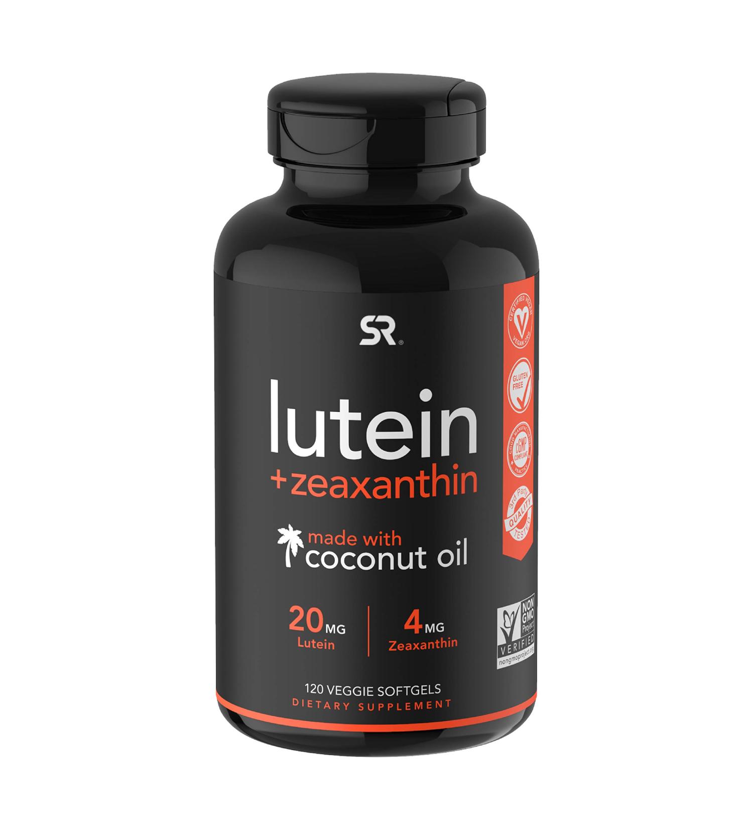 Buy Sports Research Lutein + Zeaxanthin with Coconut Oil - 120 Veggie Softgels | Eye Health Support - Buy Online on GoSupps.com