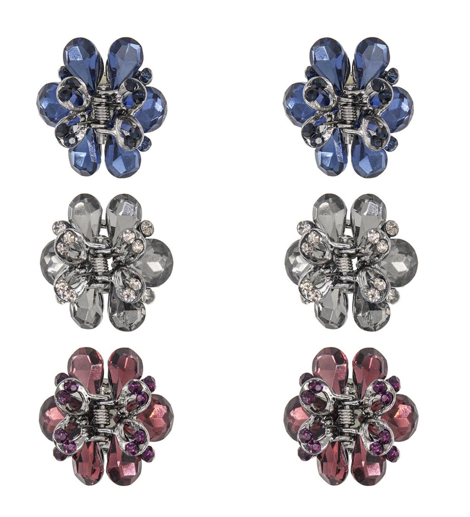 Carede Rhinestone Butterfly Claw Hair Clips Pack of 6 - Crystal Bow Hair Jaw Clip Barrettes for Girls & Women - Mixed Colors - 1.2 inch - Buy Online on GoSupps.com