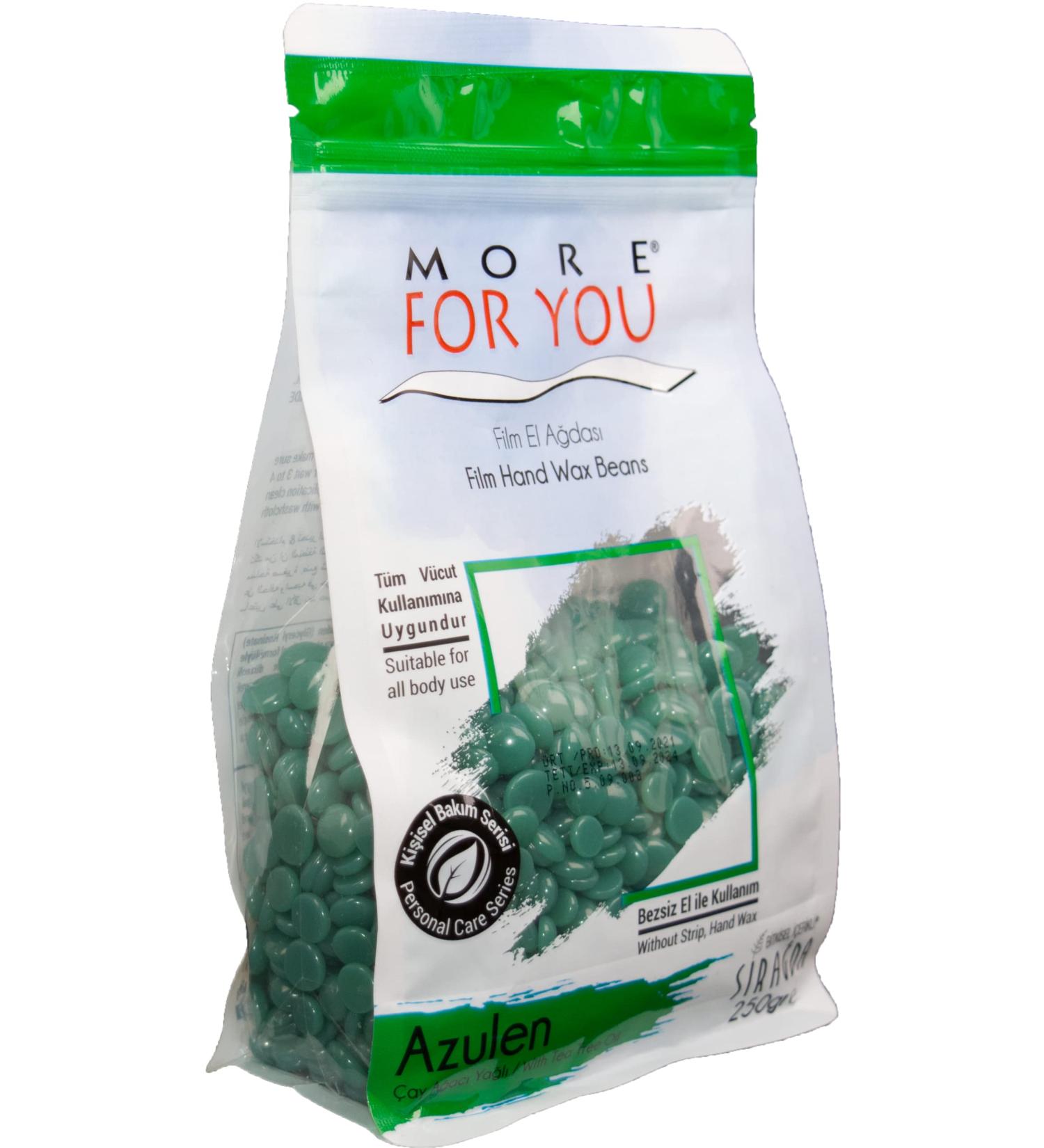 More For You Film Hand Wax Beans Azulene (Green) 250g - Hot Wax for Hair Removal | Sir Agda Depilatory Wax - Buy Online on GoSupps.com