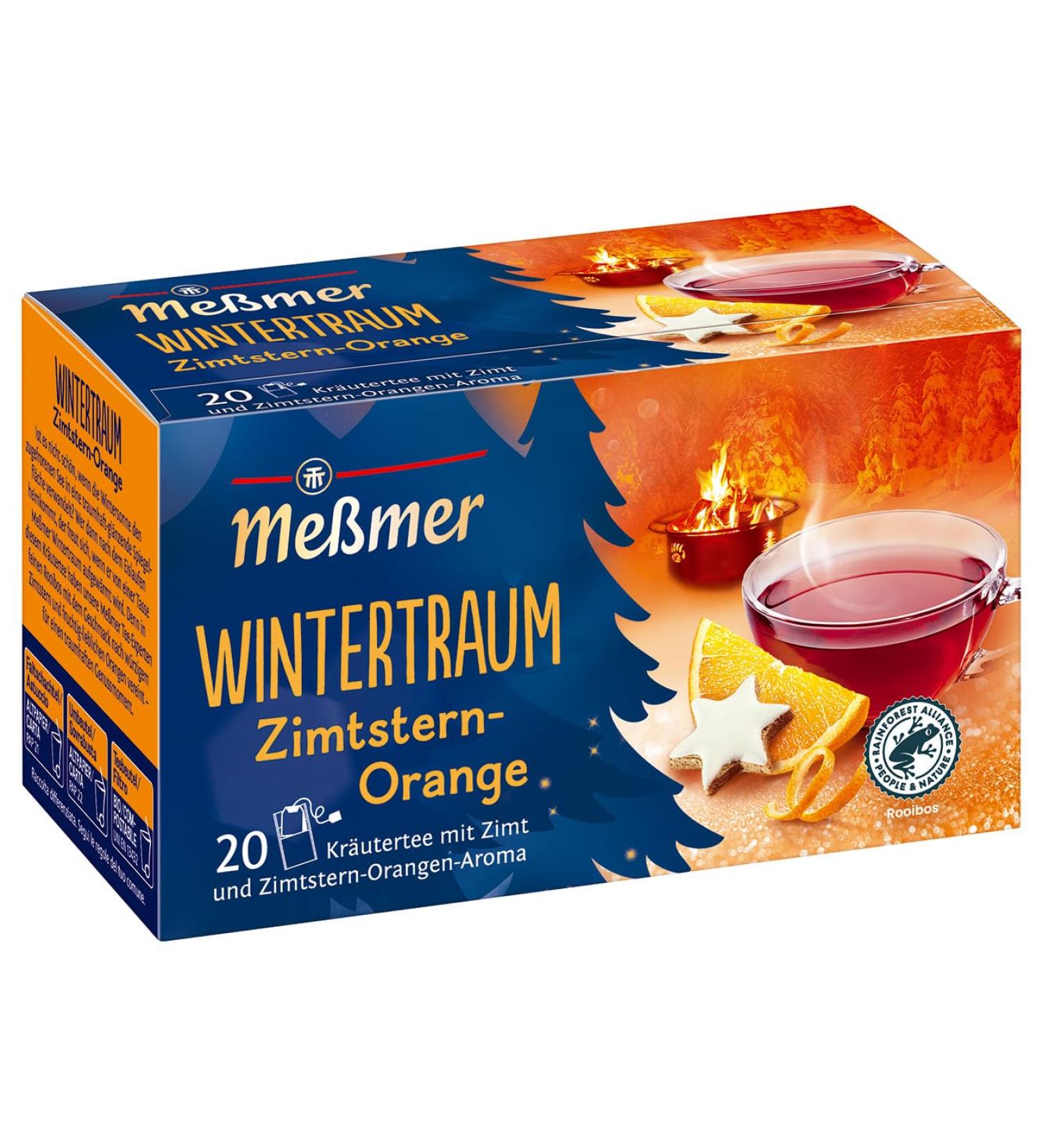 Messmer Winter Dream Herbal Tea - Cinnamon & Orange Aroma | Vegan Gluten-Free Lactose-Free | 20 Tea Bags International Shipping - Buy Online on GoSupps.com