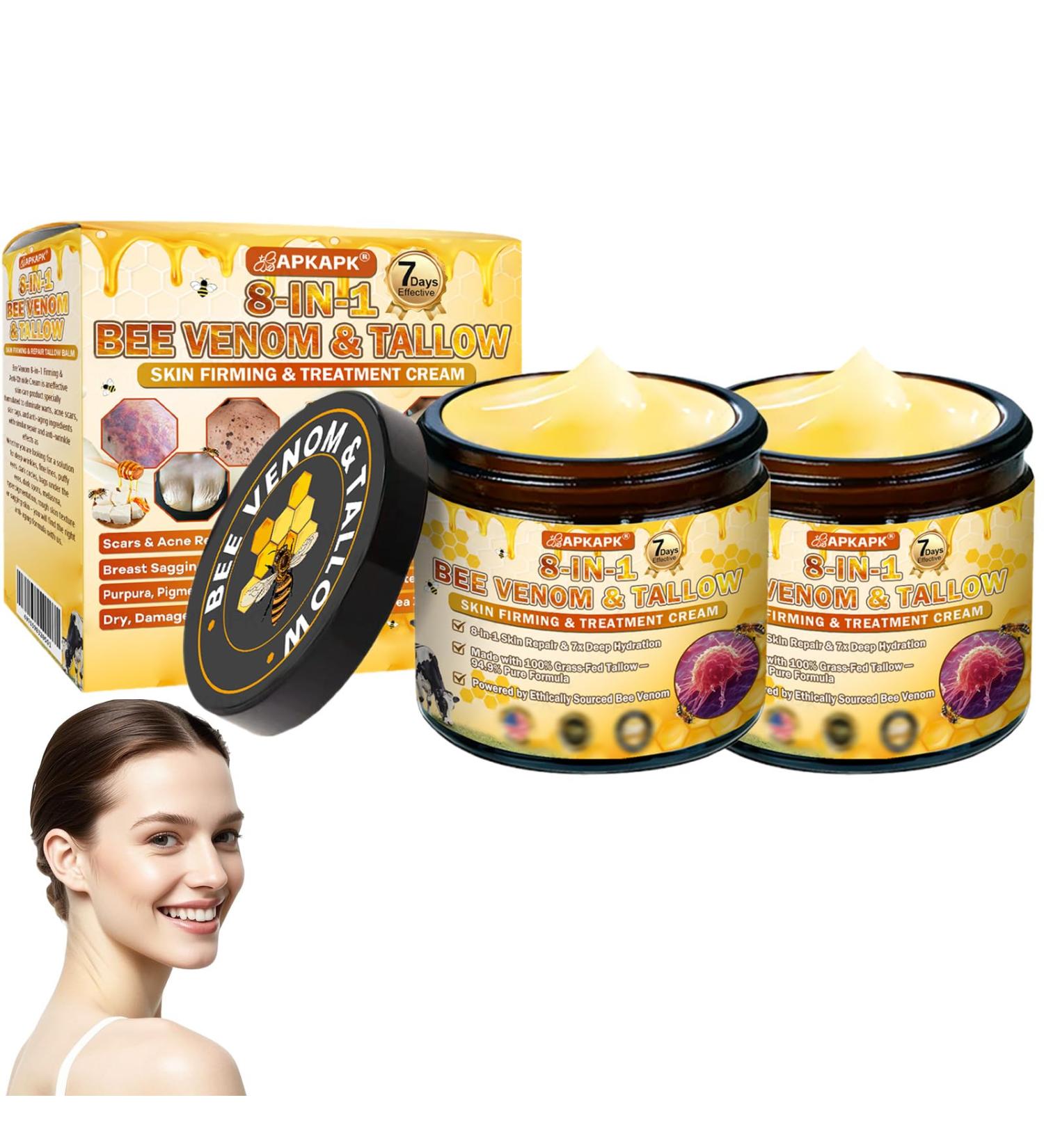 8-In-1 Bee Venom & Tallow Skin Firming &Treatment Cream Bee Venom Skin Treatment Cream Deeply moisturizes firms and repairs skin blemishes(2PCS) - Buy Online on GoSupps.com