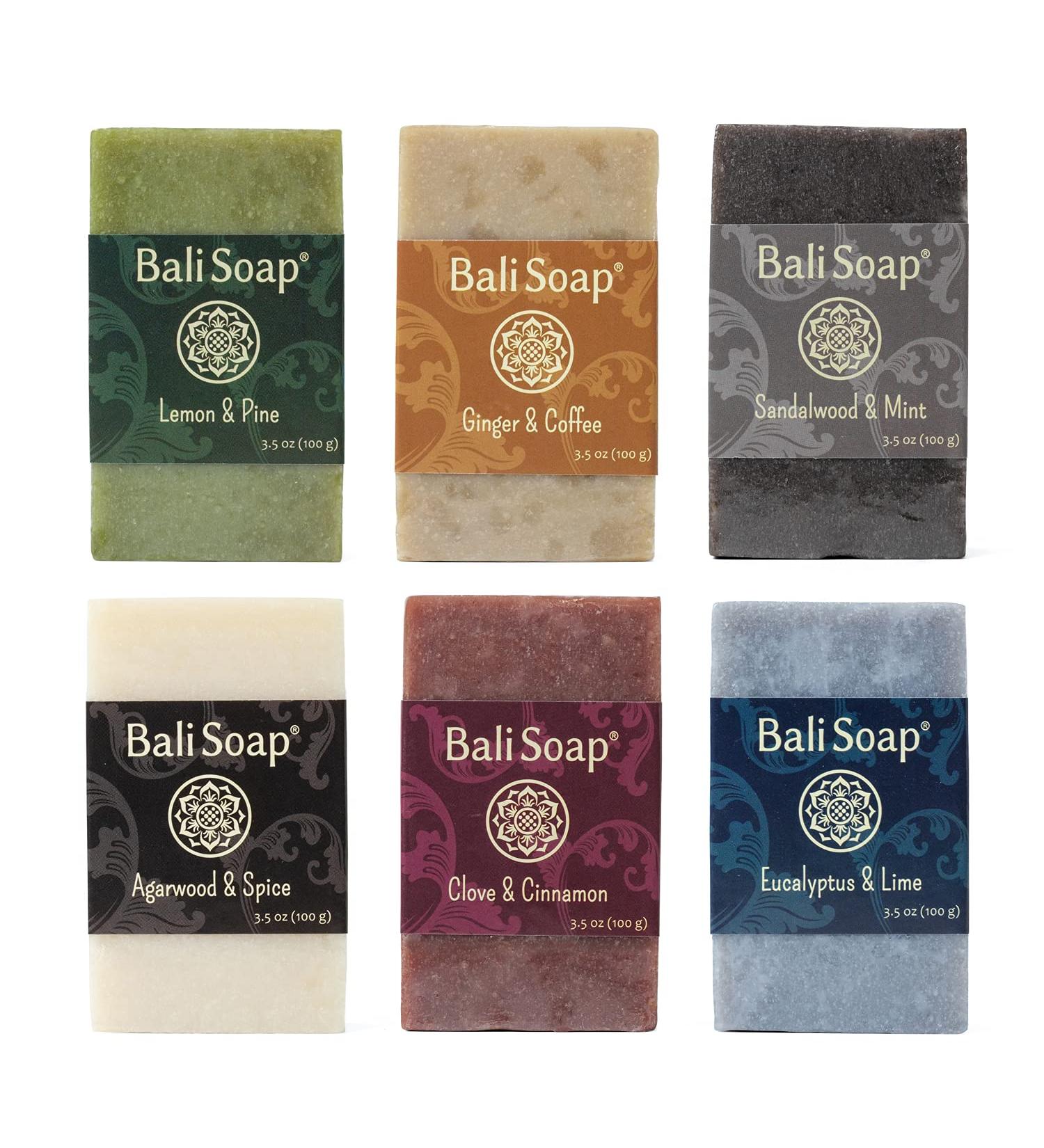 Bali Soap Masculine Collection - All Natural Men's Bar Soap Gift Set - Vegan Handmade Soap for Face and Body - Exotic 6 pc Variety Pack - Buy Online on GoSupps.com