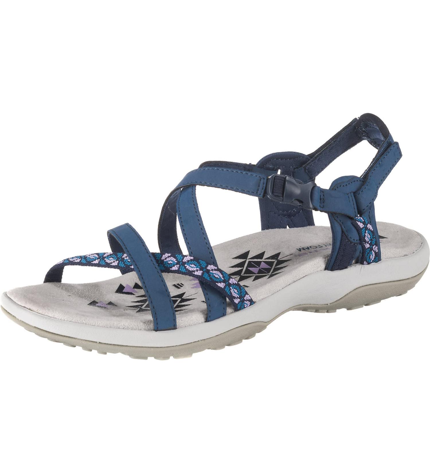 Skechers Women's Reggae Slim-Vacay Slingback Sandals | 39 EU Navy Duraleather Webbing - International Shipping Available - Buy Online on GoSupps.com
