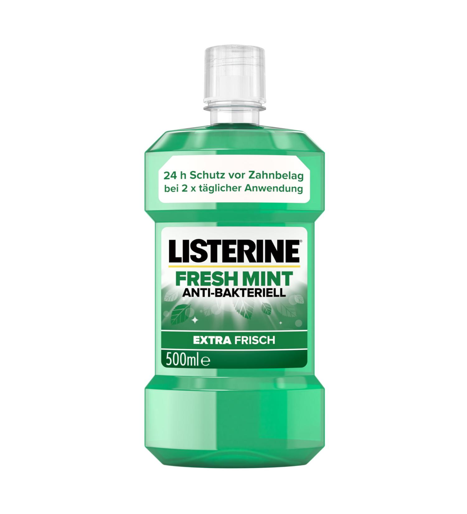 Buy Listerine Fresh Mint Antibacterial Mouthwash 500 ml - 24h Dental Protection & Essential Oils - International Shipping - Buy Online on GoSupps.com