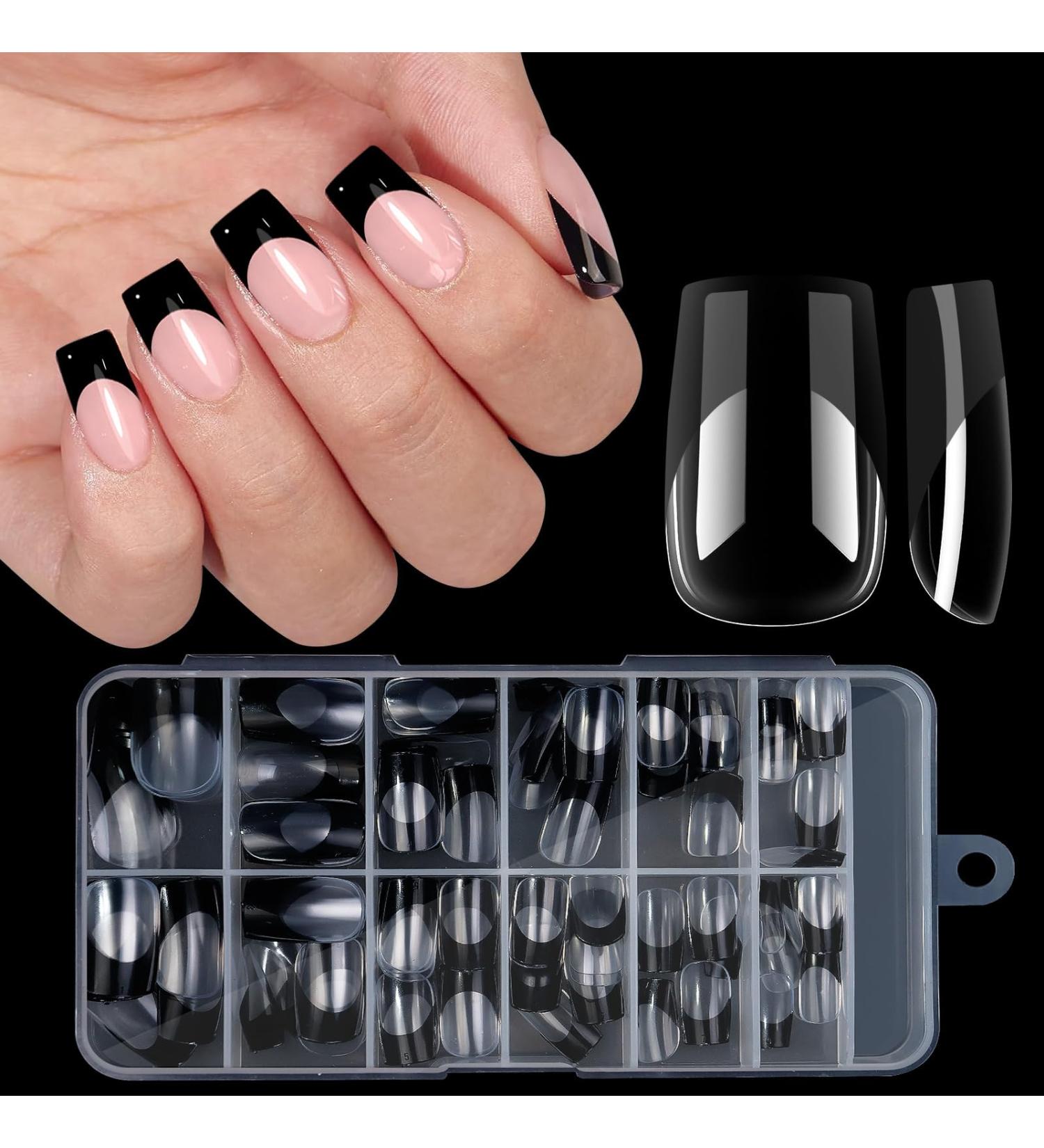 FEIlei Stylish Press on Nails Medium Square Fake Nails Summer False Nail Christmas Gift for Women and Girls Black - Buy Online on GoSupps.com