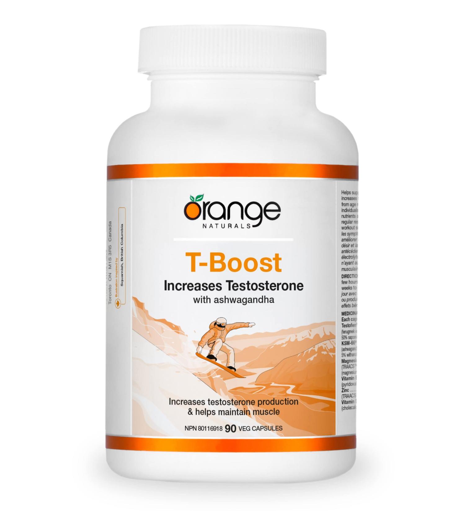 Orange Naturals - T-Boost - 90 v-cap - Increases Testosterone with Ashwagandha - Buy Online on GoSupps.com