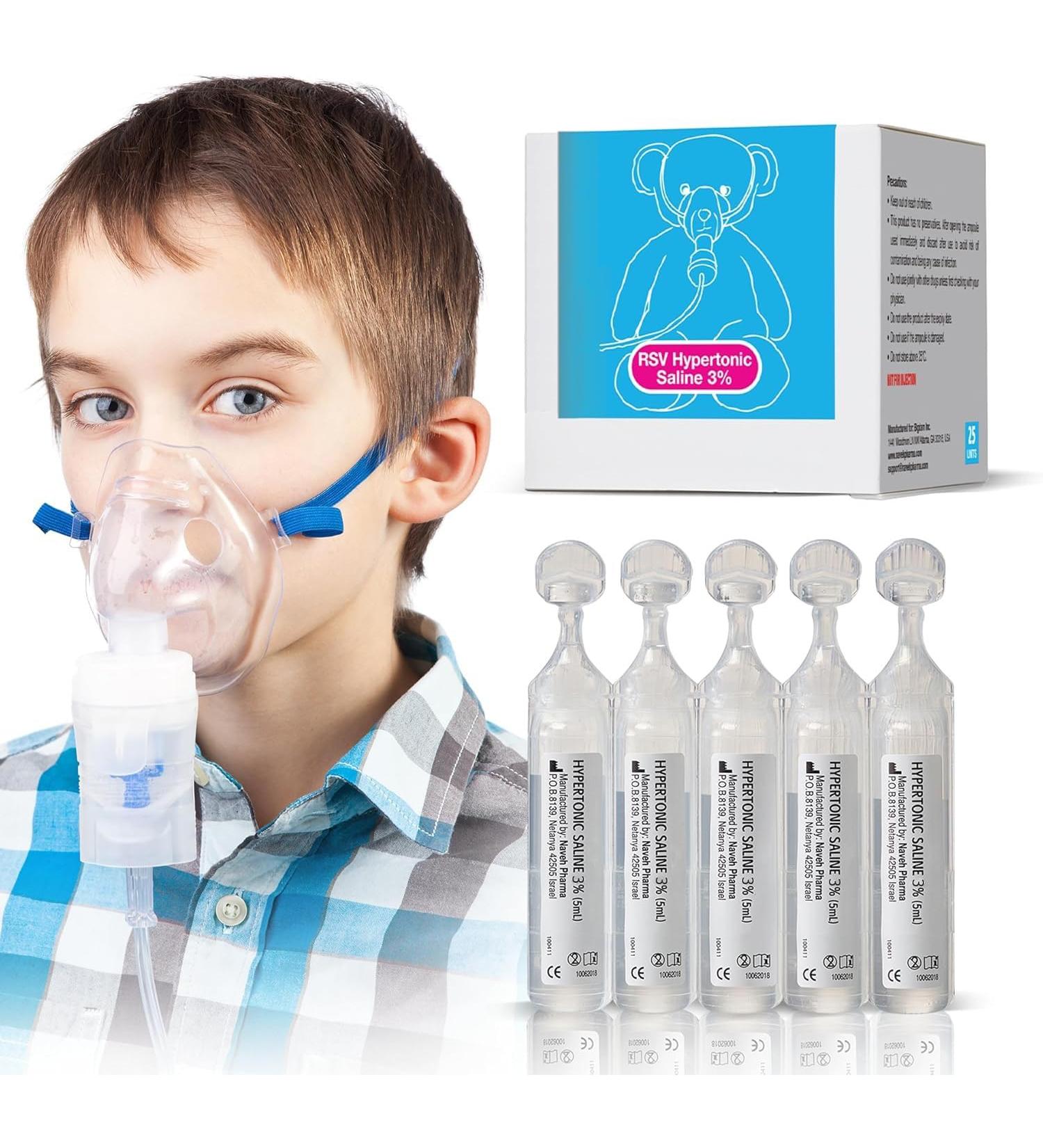 NAVEH PHARMA 3% Hypertonic Saline Solution for Nebulizer Kids | 25 Single-Use Ampoules | Sodium Chloride Inhalation Solution for Gentle Airway Moisturizing | 125ML/4.22 FL OZ - Buy Online on GoSupps.com