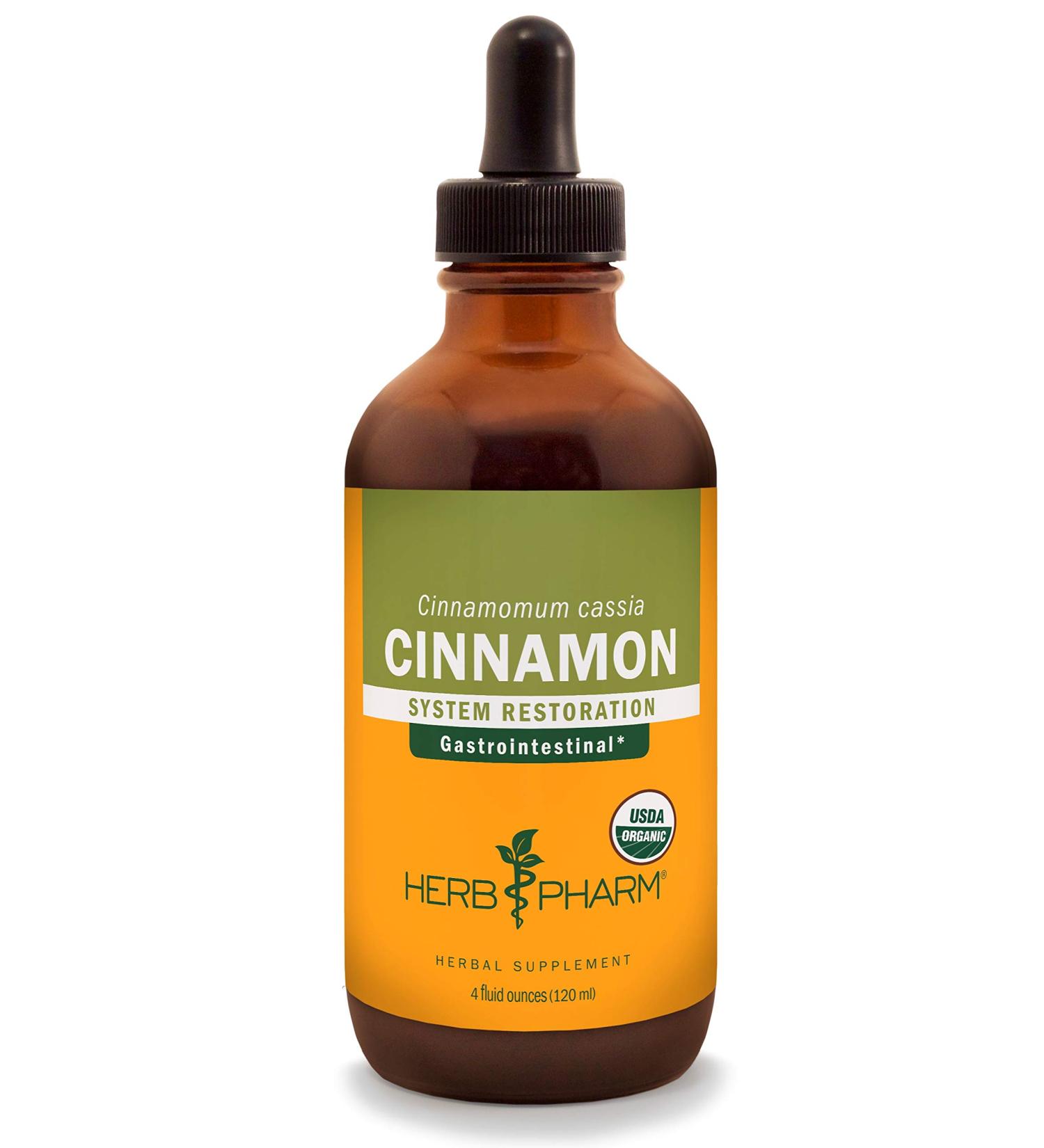 Herb Pharm Certified Organic Cinnamon Liquid Extract for Cardiovascular and Circulatory Support - 4 Ounce - Buy Online on GoSupps.com