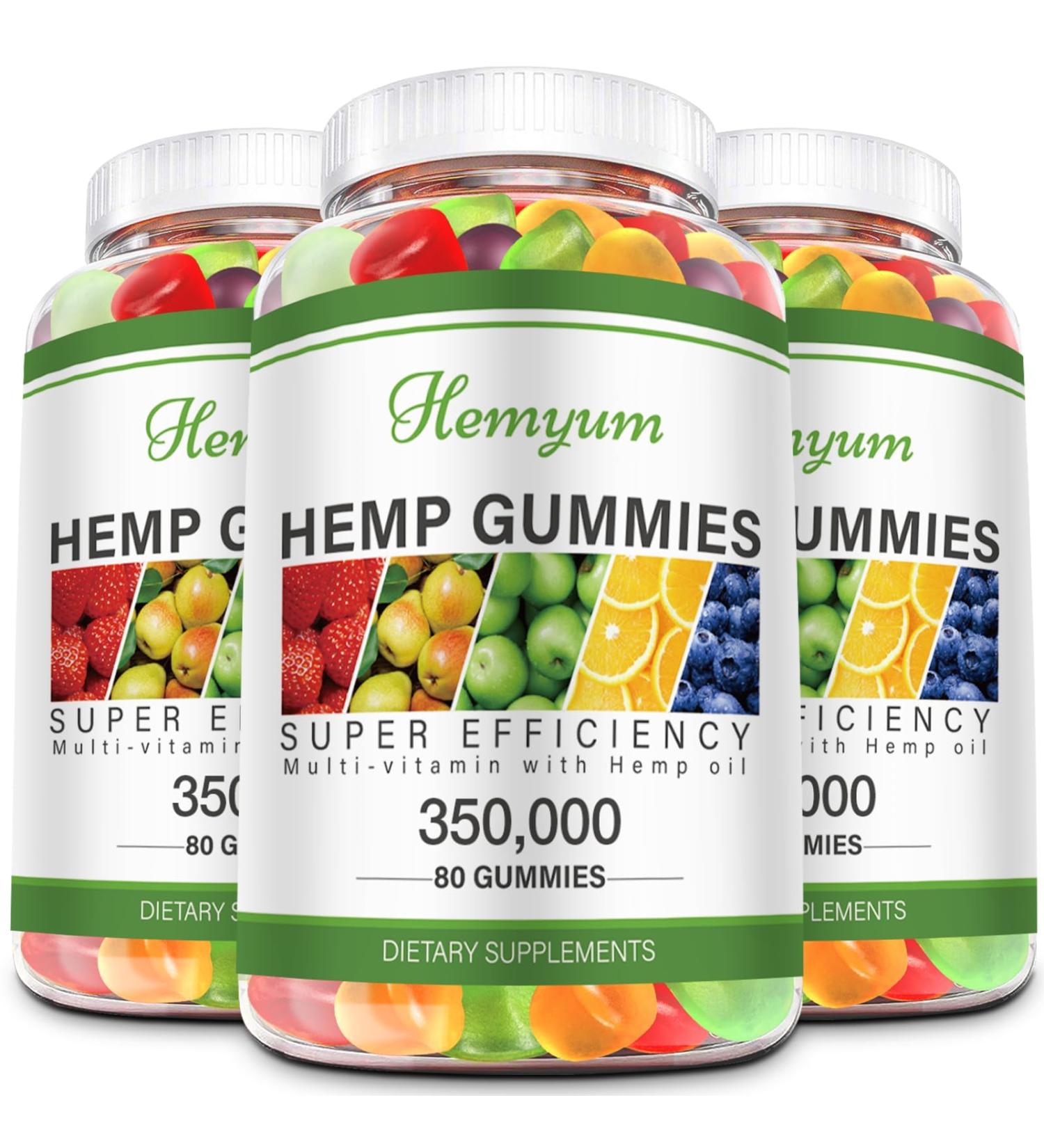 Hemp Gummies 3 Packs High Potency Pure Organic Supplement- for Sleep Pain Anxiety Relief - with Natural Hemp Oil Extract Edible Gummy Vegan Non-GMO - Buy Online on GoSupps.com