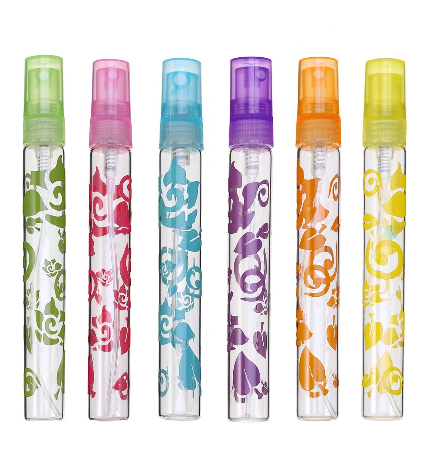 Frcolor 6pcs Refillable 10ml Perfume Atomizer Bottles for Travel - Empty Cosmetic Sprayers in Green Pink Purple Blue Orange Yellow - Buy Online on GoSupps.com