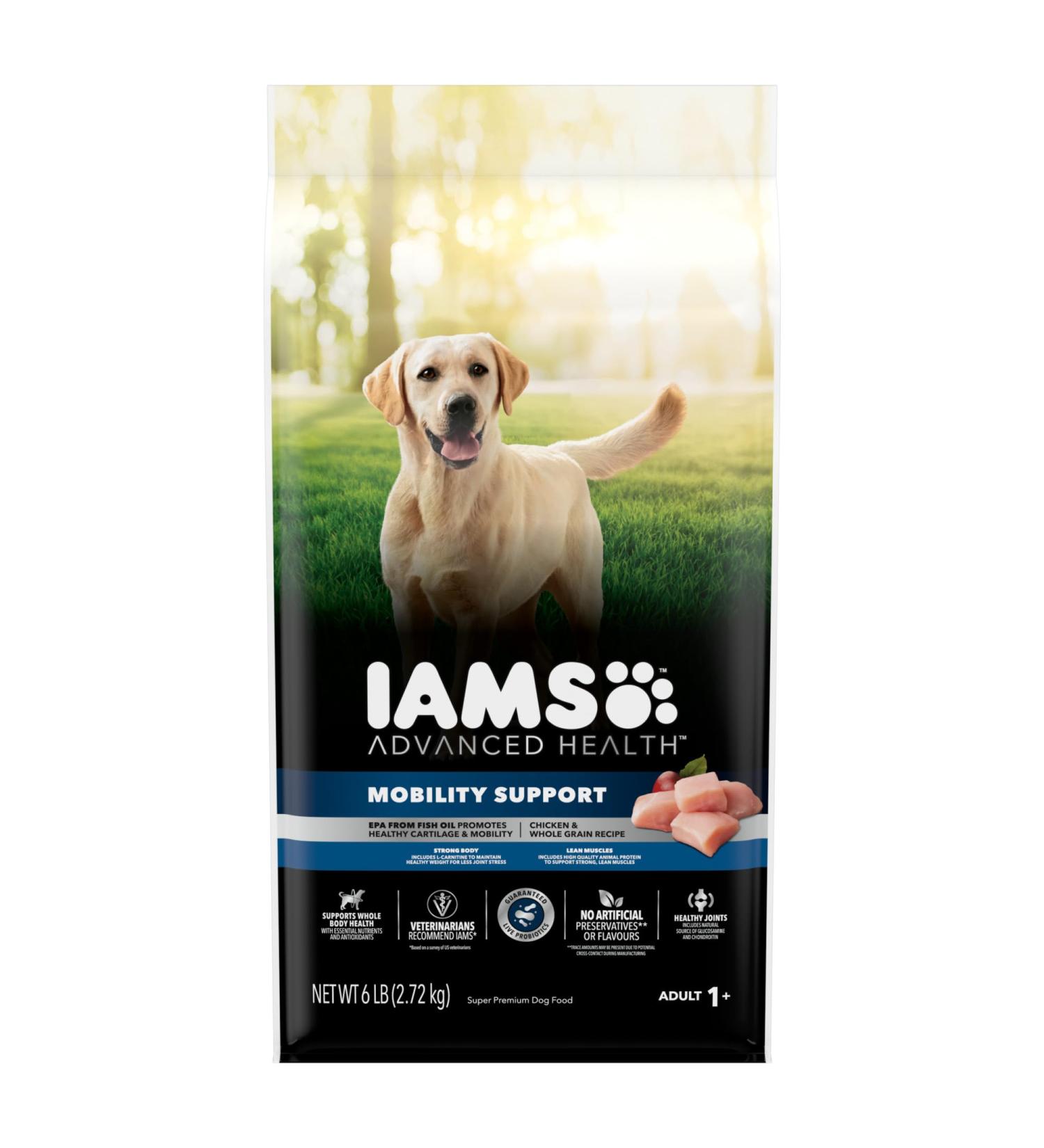 Iams Advanced Health Dry Dog Food Adult Mobility Support Chicken & Whole Grain Recipe 2.72kg Bag - Buy Online on GoSupps.com