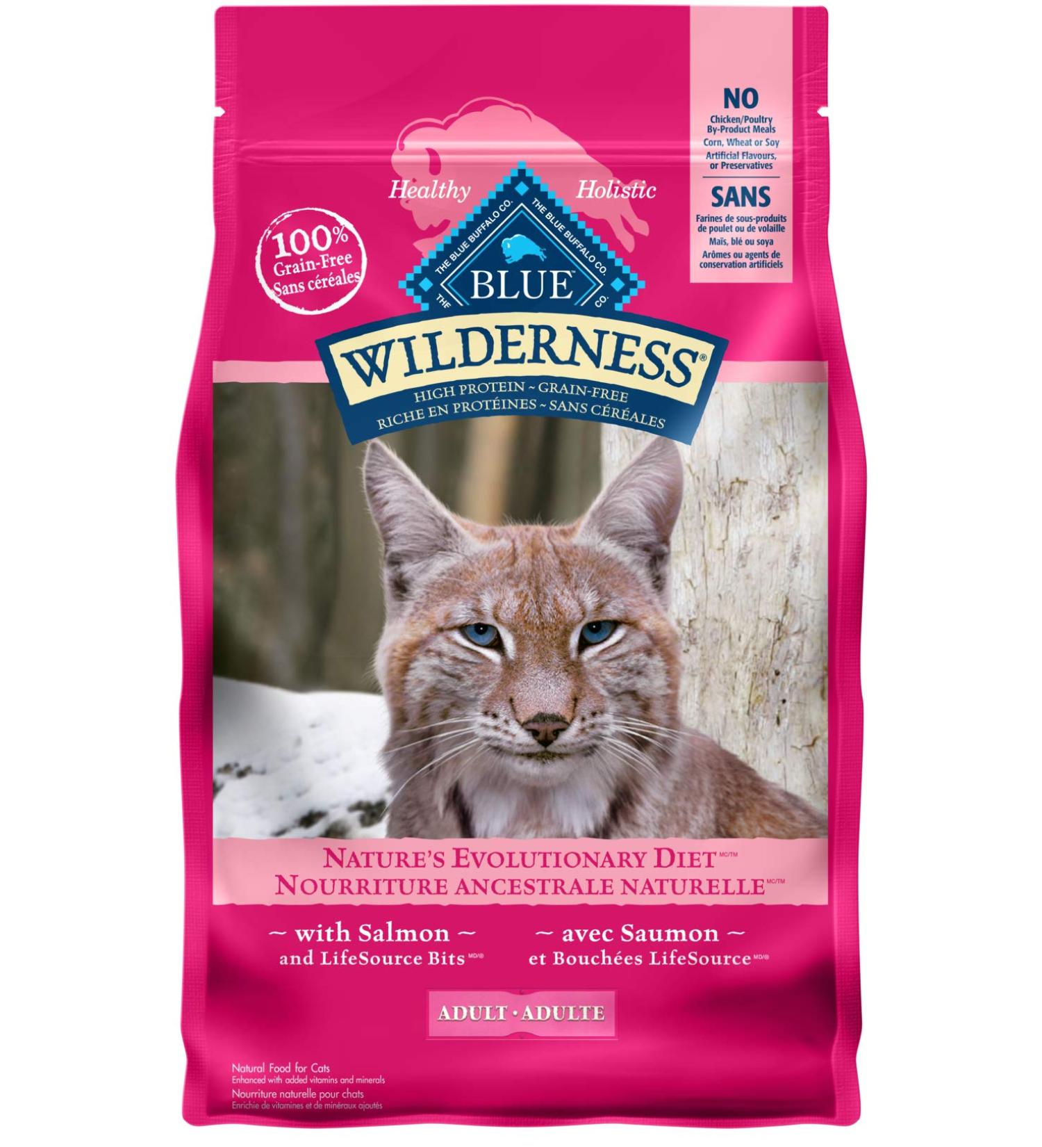 Blue Buffalo Wilderness High Protein Grain Free Natural Adult Dry Cat Food Salmon 2.2kg bag - Medium Bag kibble Small Bag Salmon - Buy Online on GoSupps.com
