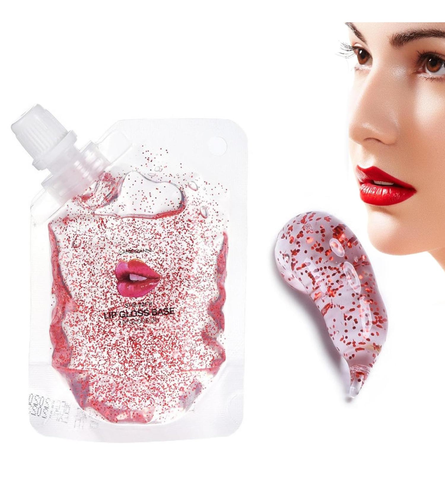 Transparent Lip Gloss Lip Gloss Base Gel Transparent Lip Gloss Base Basis Lip Makeup Primer Lip Gloss Base Diy Lip Glow Lip Gloss DIY Handmade Lip Gloss (Red 100ML) - Buy Online on GoSupps.com