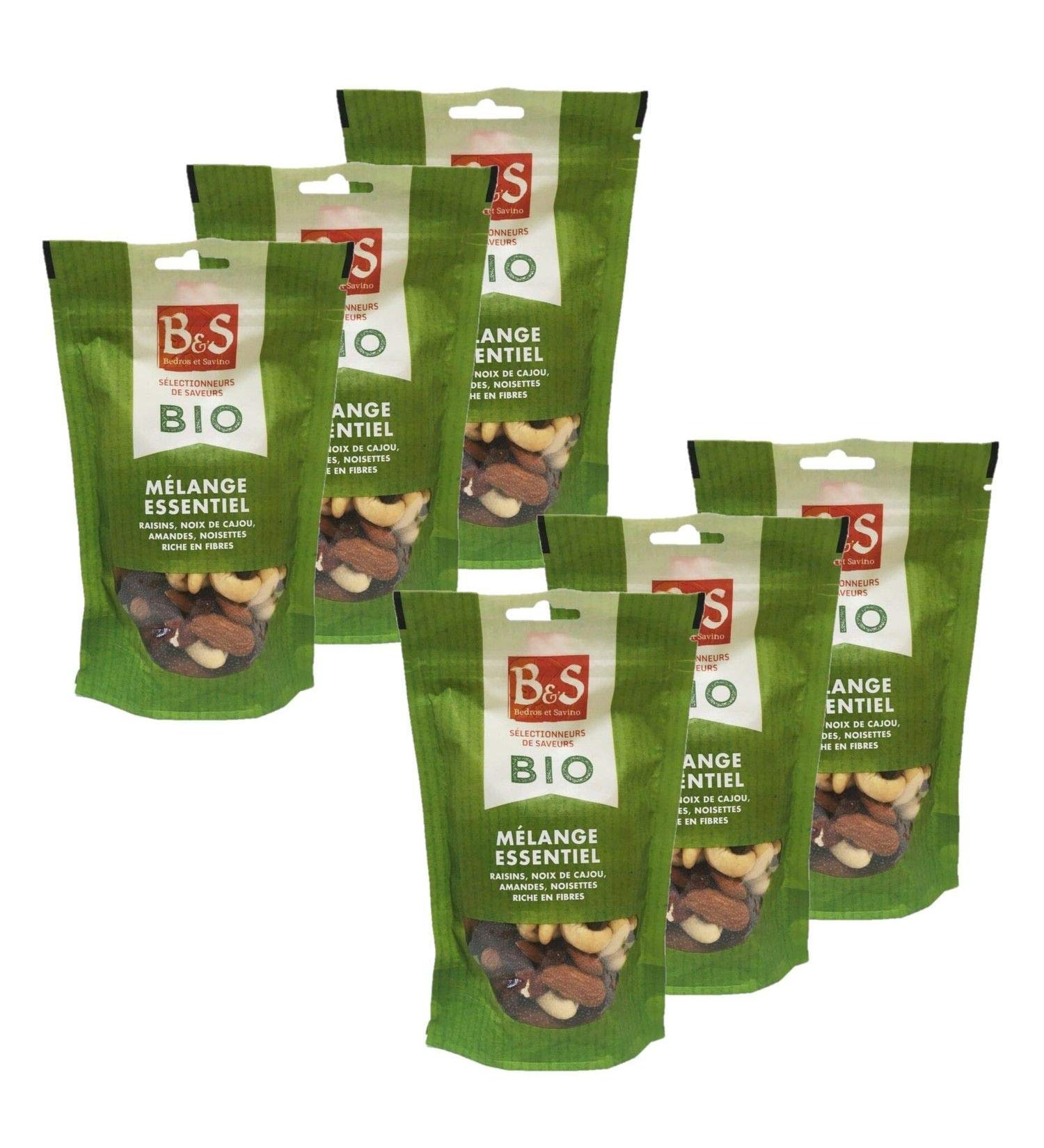 Pack of 6 Organic Organic Grapes, Cashews, Almonds and Hazelnut – B&S – 125 g Bag