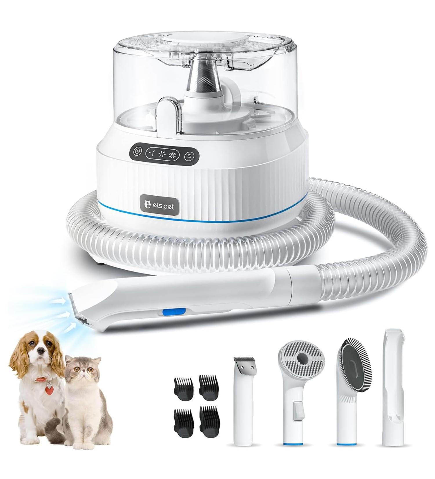 ELS PET 5-in-1 Dog Grooming Kit with Professional Vacuum - Shedding Tool for Thick & Thin Hair - Ivory White - Buy Online on GoSupps.com