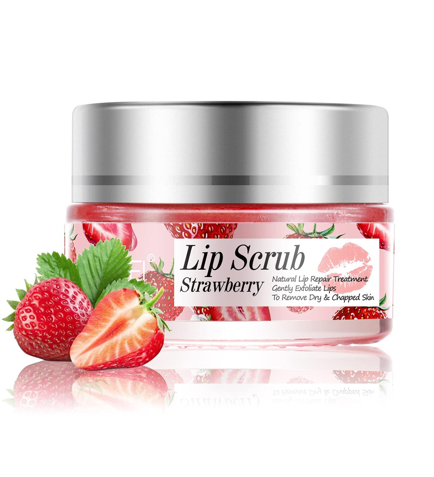 Strawberry Sugar Lip Scrub with Shea Butter - Exfoliating & Moisturizing Lip Care for Soft, Smooth Lips - Buy Online on GoSupps.com