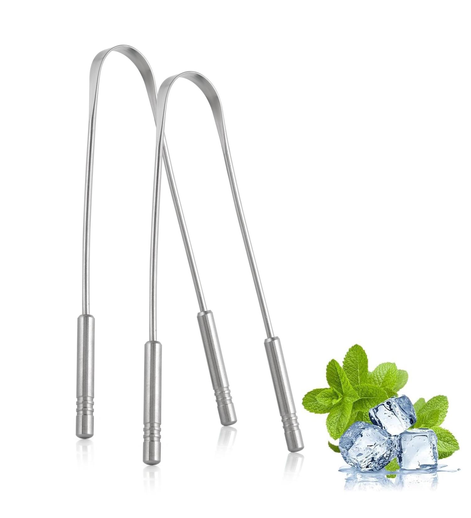 Stainless Steel Tongue Scraper for Adults - 2 Pack Easy to Use Tongue Cleaner | Reduces Bad Breath & Enhances Oral Hygiene - Buy Online on GoSupps.com