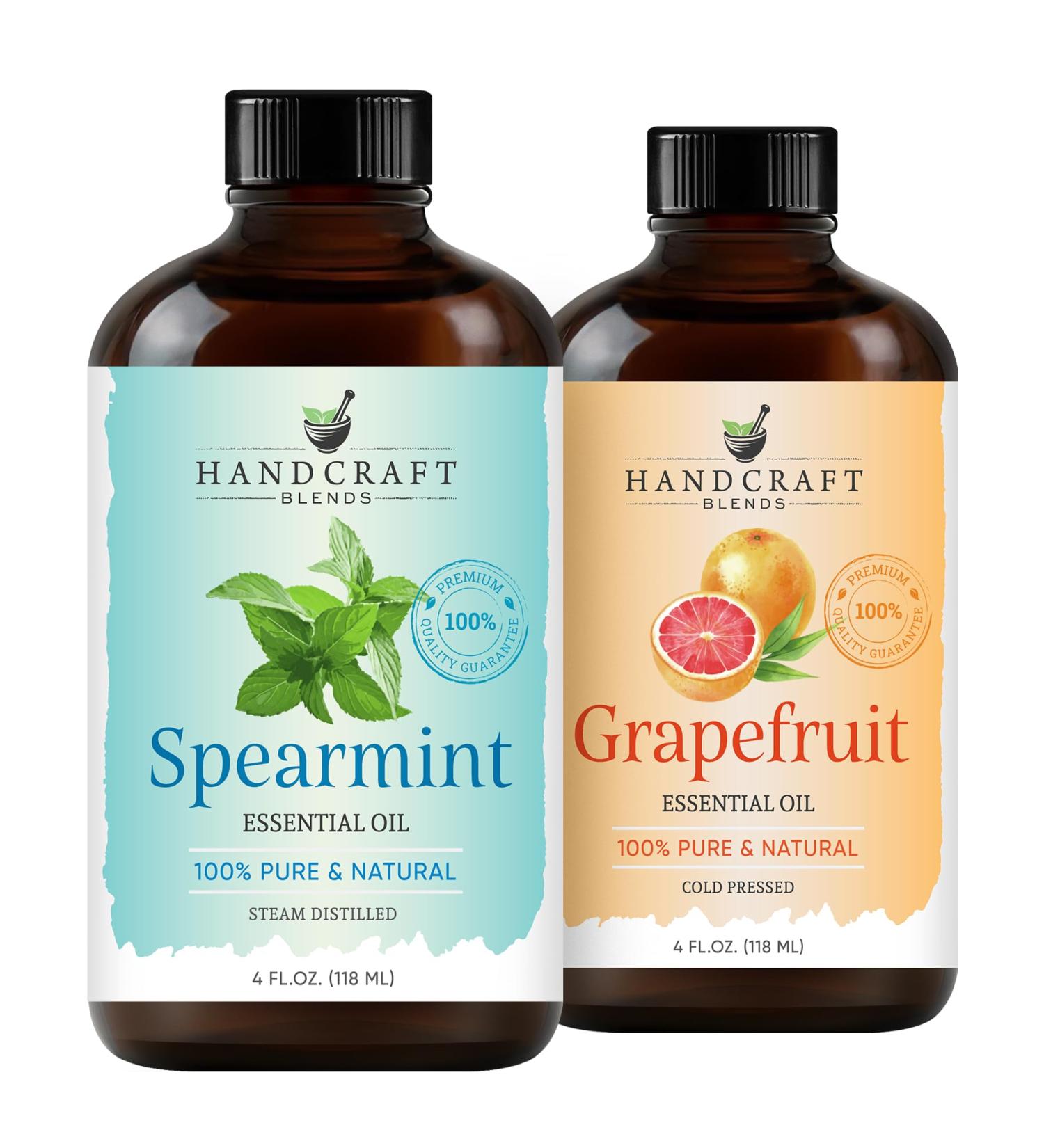 Handcraft Blends Bright & Cool Set: Spearmint and Grapefruit Essential Oils (2 x 4 Fl Oz) 100% Pure & Natural for Diffuser Aromatherapy and DIY Projects - Buy Online on GoSupps.com