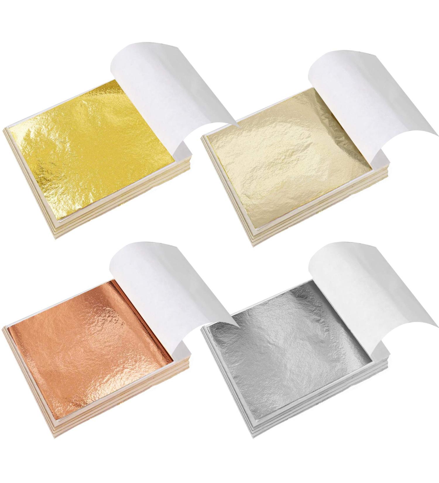 400 Pieces Imitation Gold Leaf Sheets | Multi-Color Silver Leaf Paper for DIY Arts | 4 Colors | 5.5x5.5 Inches - Buy Online on GoSupps.com