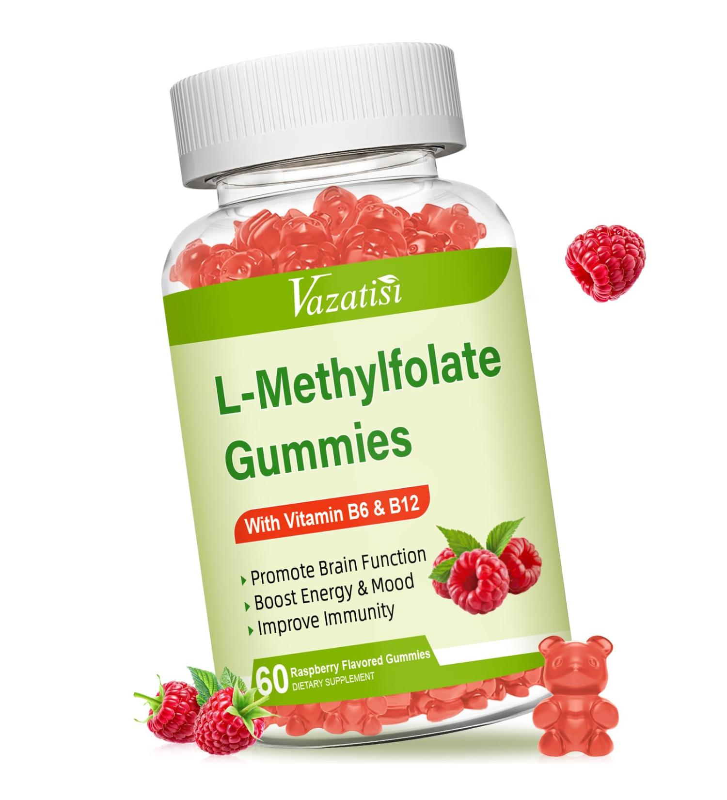 L-Methylfolate 15 mg Gummies with Methyl B12, Folate Supplement for Mood, Brain Health, Immune Support, Raspberry Flavor, 60 Count 60 Count (Pack of 1) - Buy Online on GoSupps.com