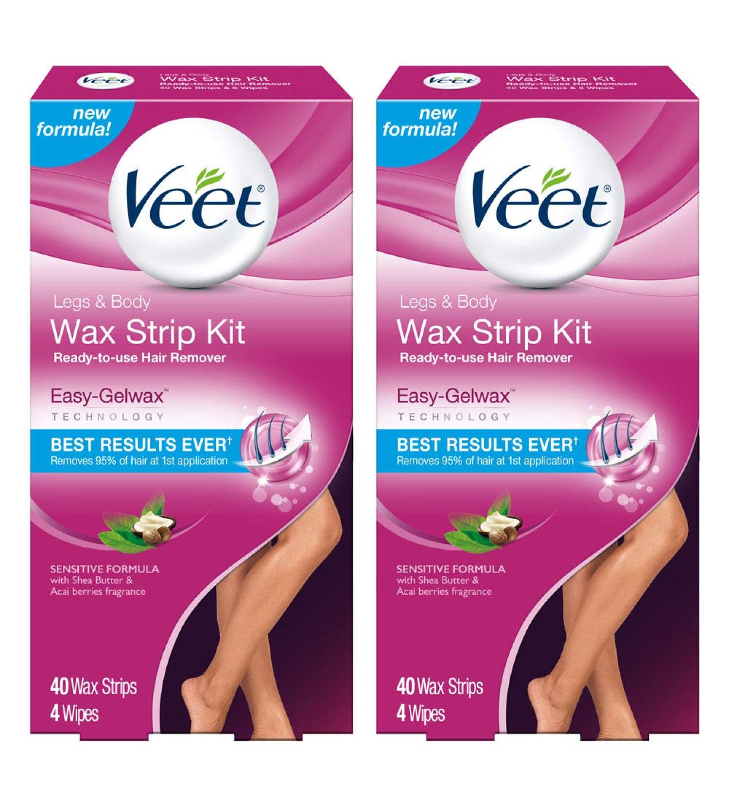 Veet Leg and Body Hair Remover Cold Wax Strips - 80 Strips (2 Packs) - Buy Online on GoSupps.com