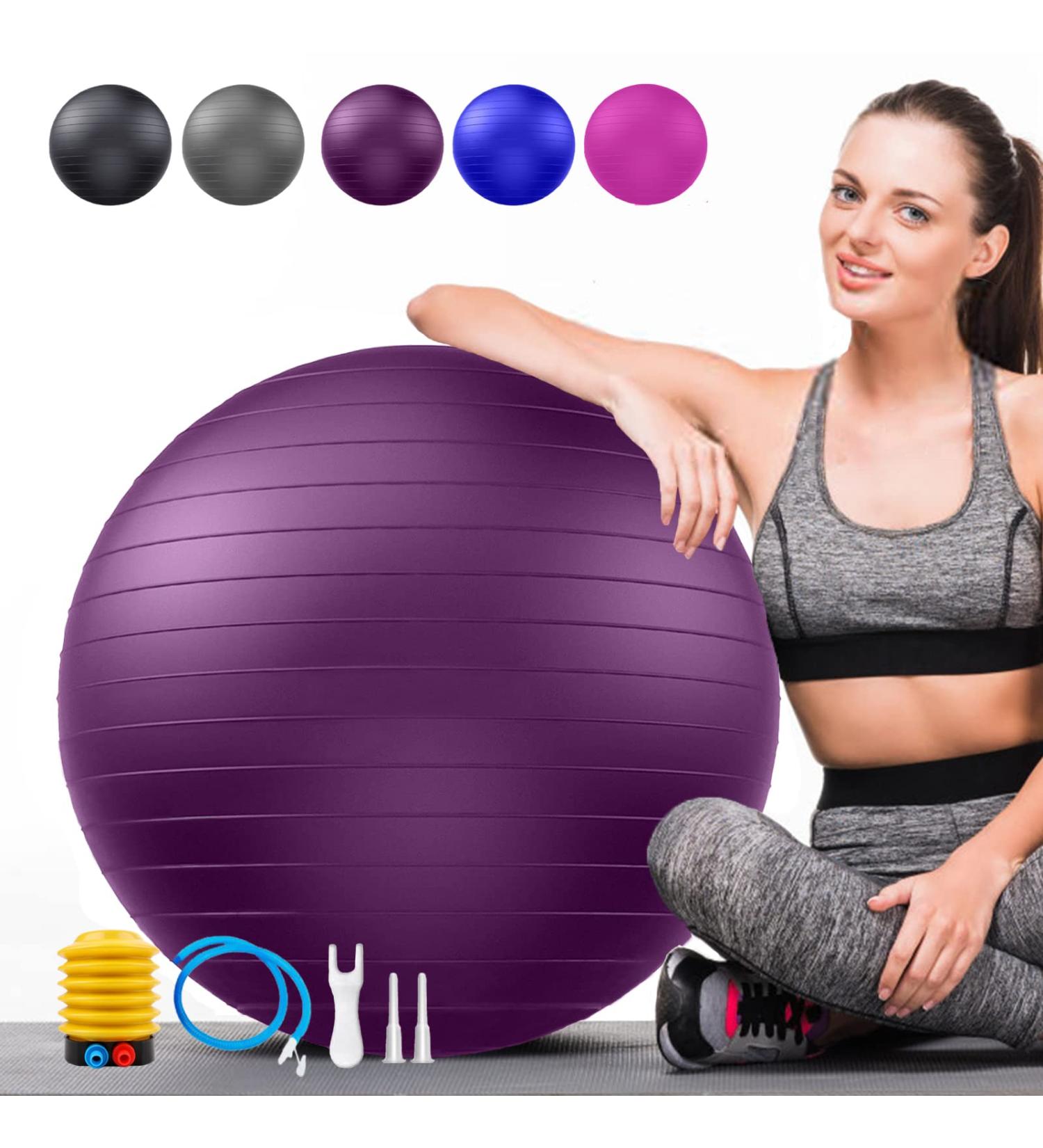 Anti-Burst Yoga Ball Chair | 2200lbs Support | Stability Swiss Ball for Pregnancy & Exercise | Purple S(38-45cm) - Buy Online on GoSupps.com