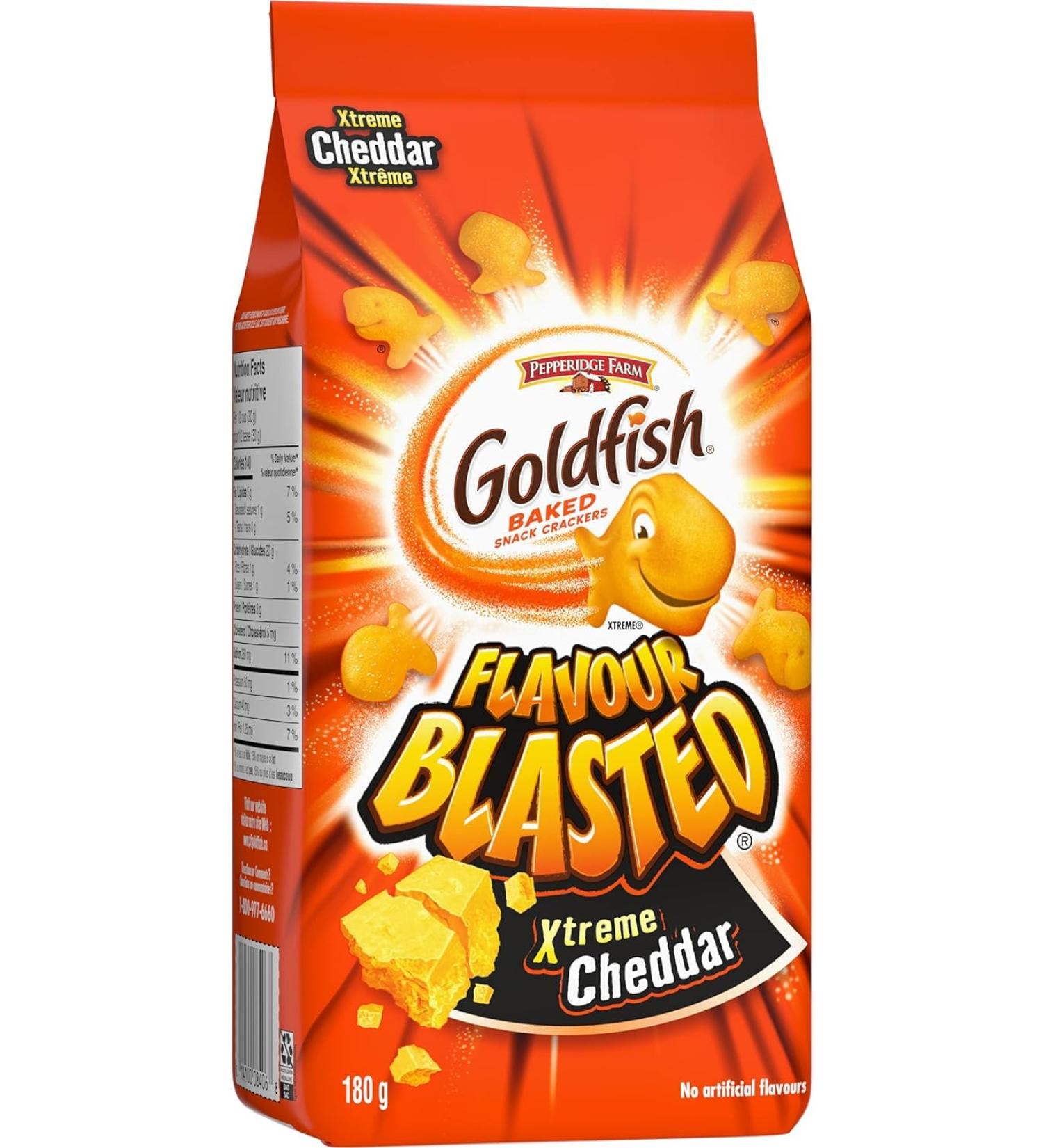 Pepperidge Farm Goldfish Flavor Blasted Extreme Cheddar 6.6oz (180g) | Baked Snack Crackers | Made with Real Cheddar Cheese | Original American Snack | By BEXICO - Buy Online on GoSupps.com