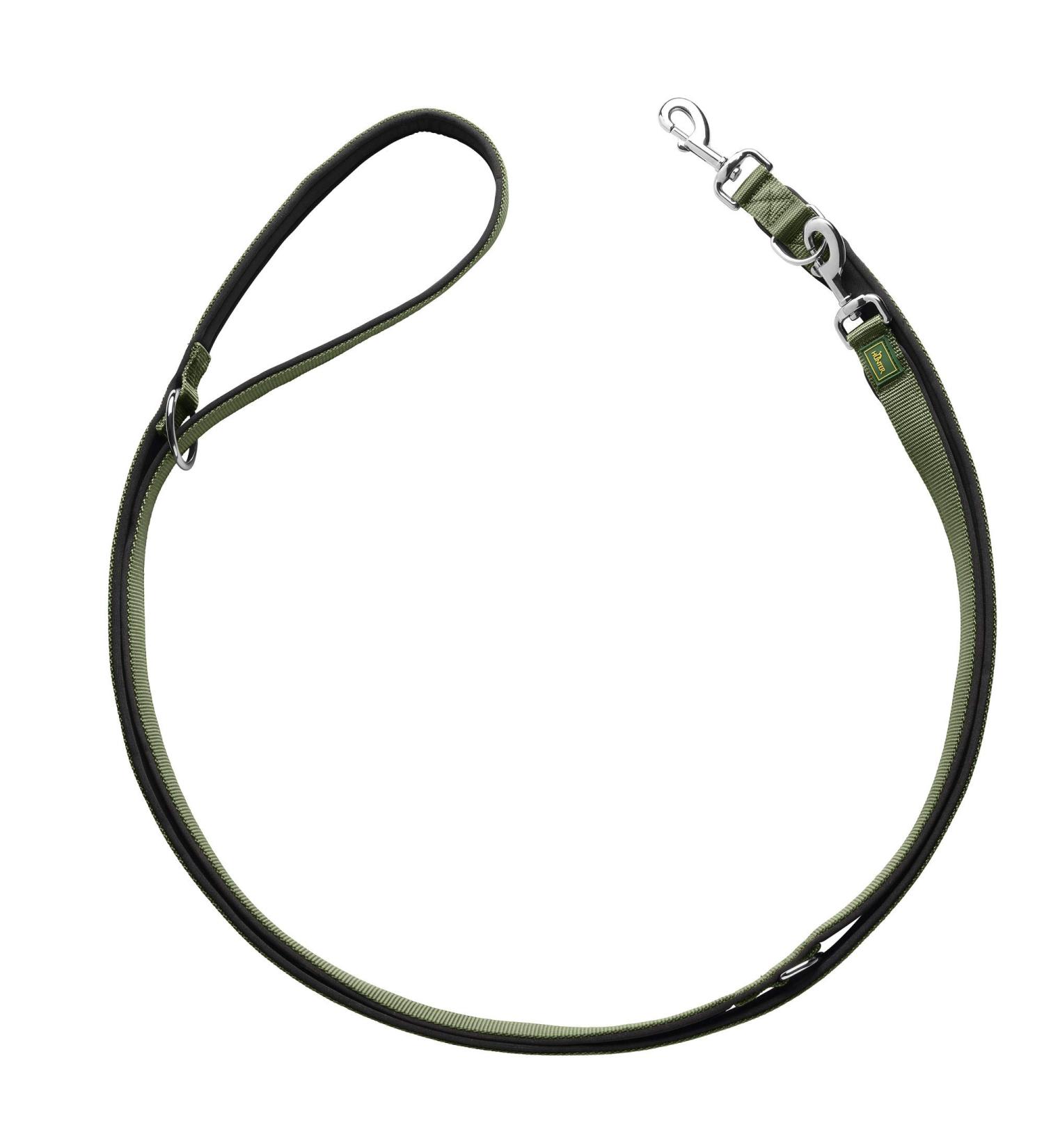HUNTER NEOPRENE Adjustable dog leash 2.5 x 200 cm olive/black 2.5 x 200 cm olive/black