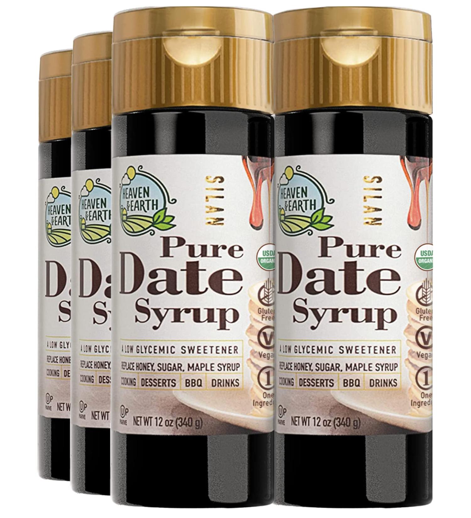 Heaven & Earth 100% Pure Organic Date Syrup Silan 12oz (6 Pack) | Low Glycemic Index | Natural Honey Alternative | Sugar Replacement | Kosher | Passover - Buy Online on GoSupps.com