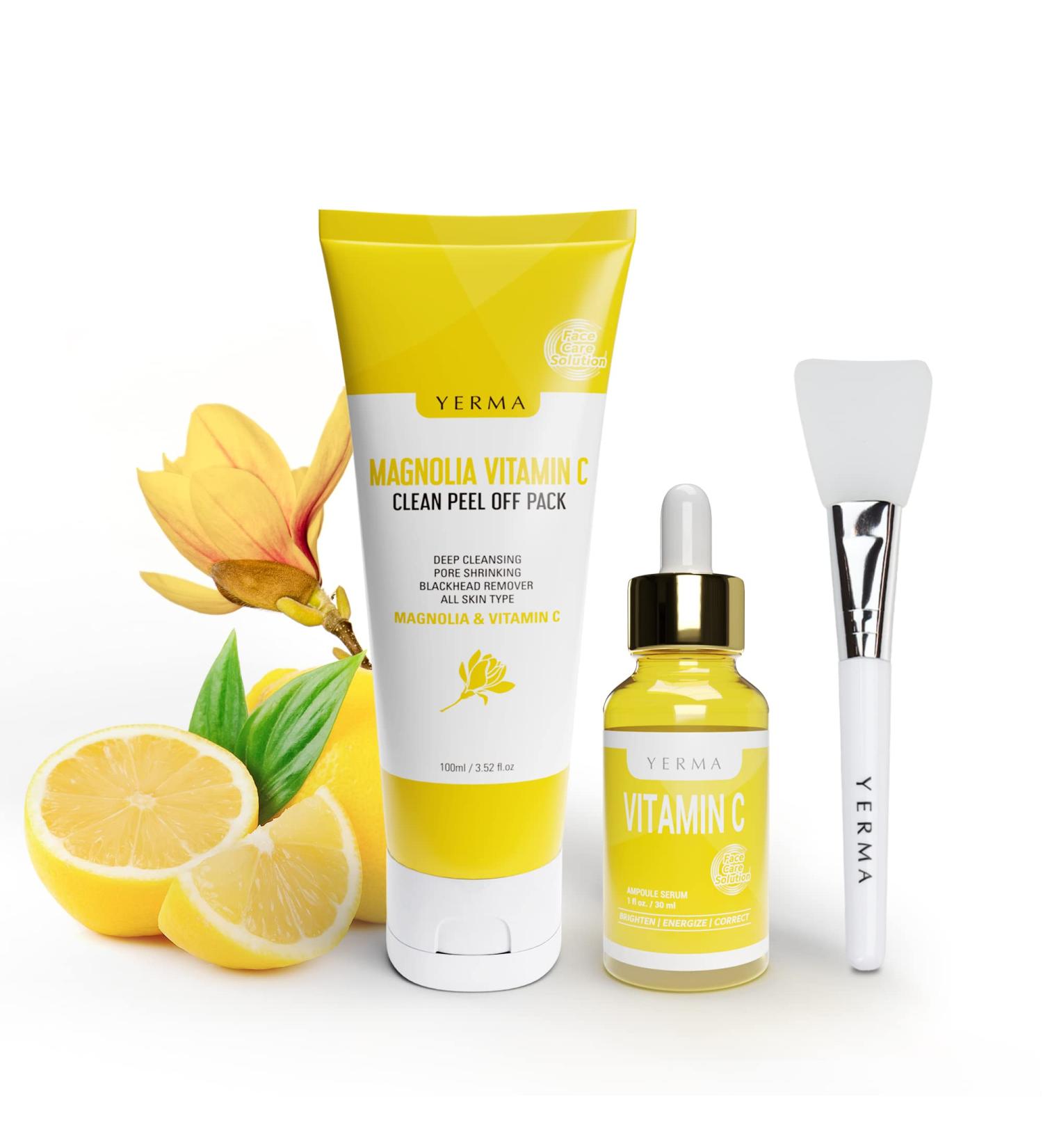 YERMA Vitamin C Peel Off Face Mask & Serum - Brightening Anti-Aging Cleansing Set for Clear Skin & Blackhead Removal - Buy Online on GoSupps.com