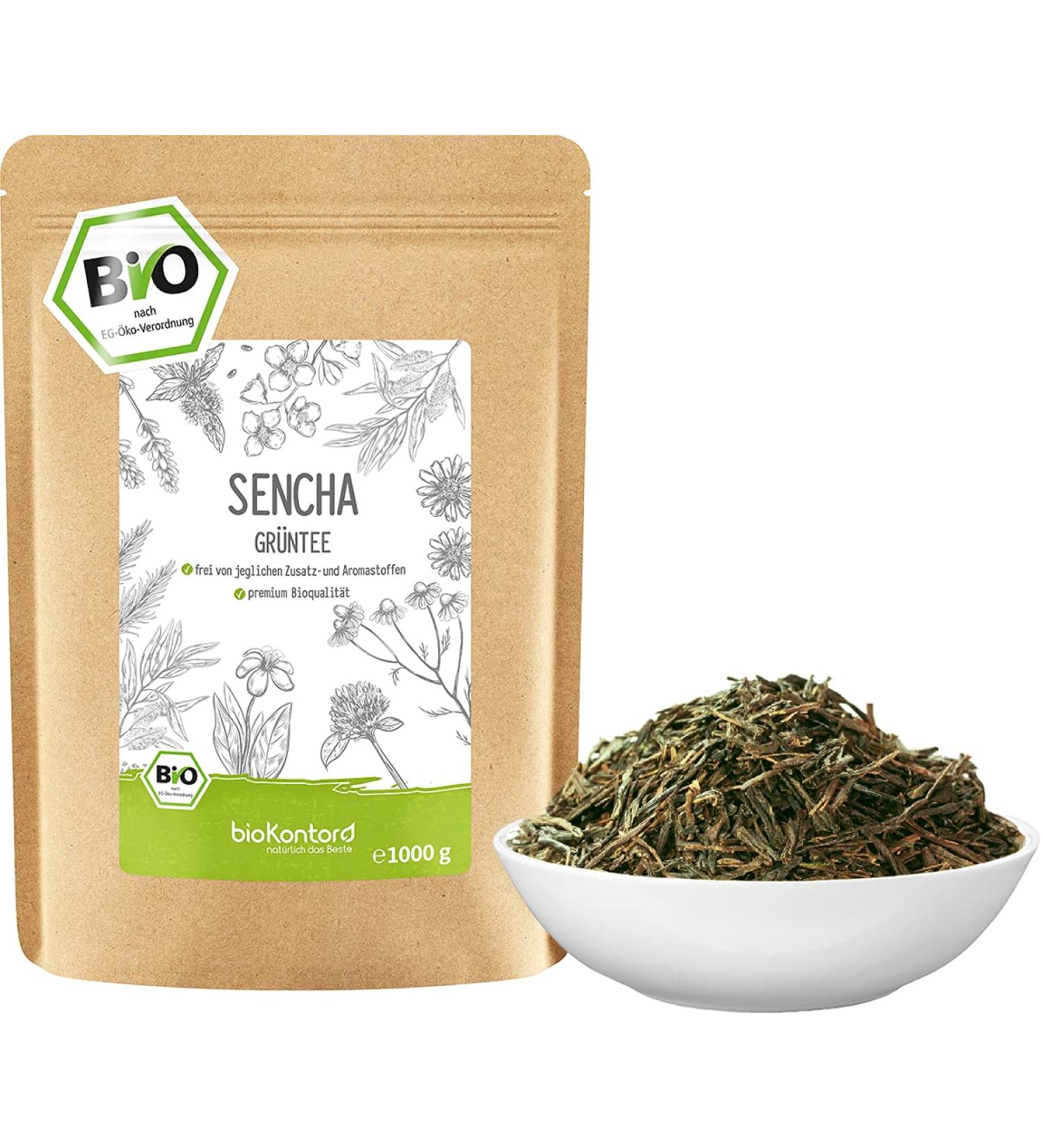 Organic Green Sencha Tea 1000g | Aromatic Loose Cut | 100% Natural | BioKontor - Buy Online on GoSupps.com