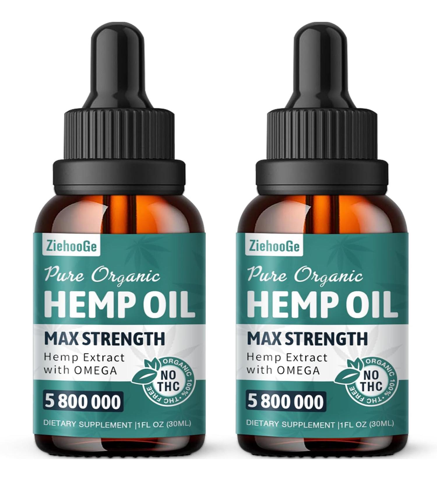 Hemp Oil Organic Extract - Maximum Strength 100% Natural Drops 2 Pack 1 Fl Oz (Pack of 2) - Buy Online on GoSupps.com