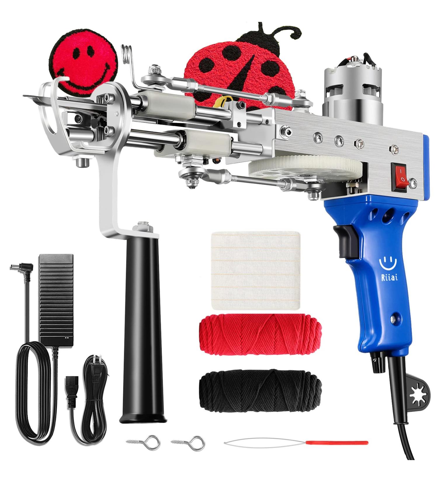 Riiai 2-in-1 Rug Tufting Gun Machine with Starter Kit - AK-III, Speed Adjustment, 360 Handle - Blue | Perfect for Beginners in Rug Making - Buy Online on GoSupps.com