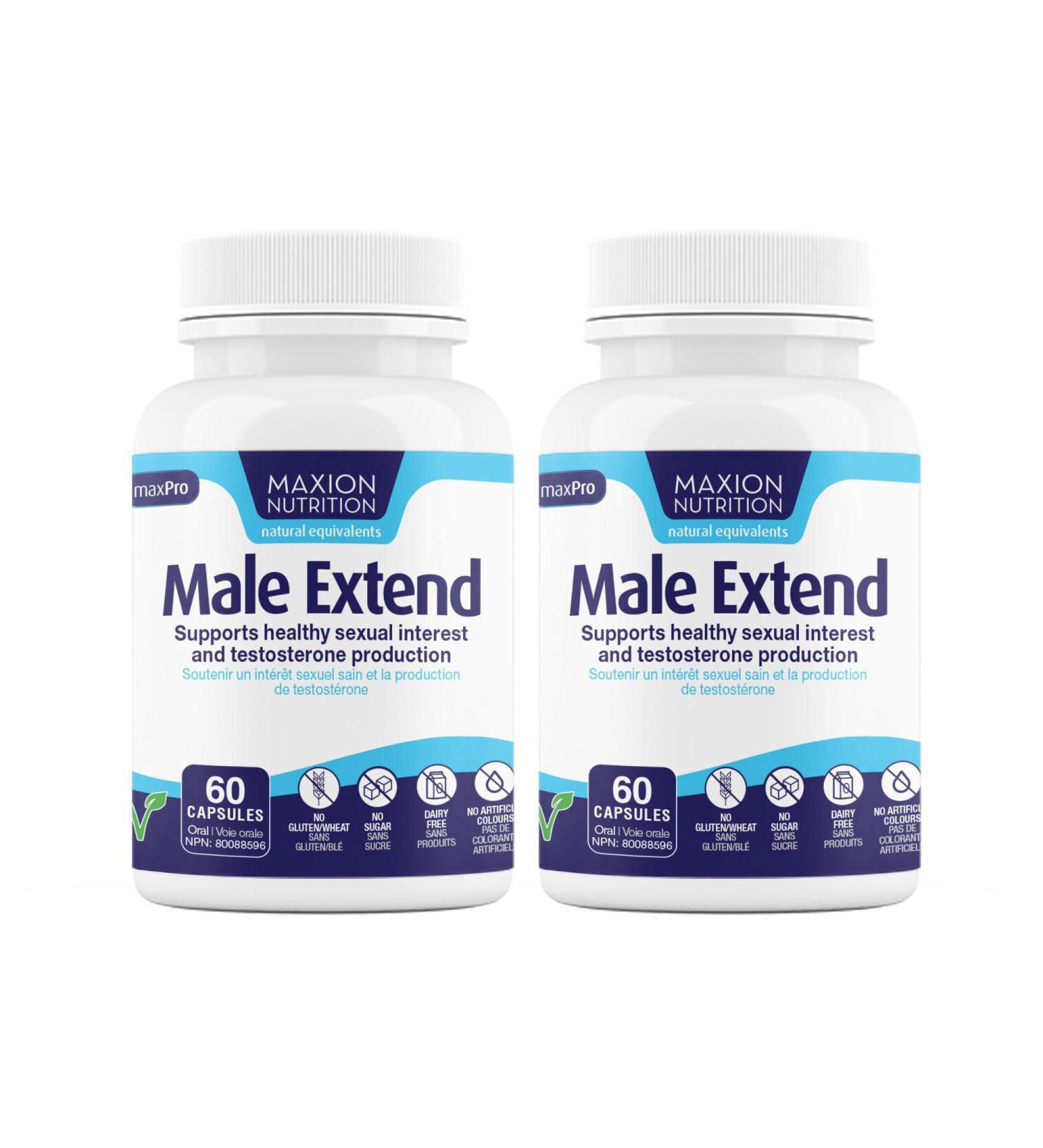 Maxion 2 Pack Male Extend with Tongkat Ali for Sexual Interest Support and Testosterone Booster for Men 60 Capsules (2) - Buy Online on GoSupps.com